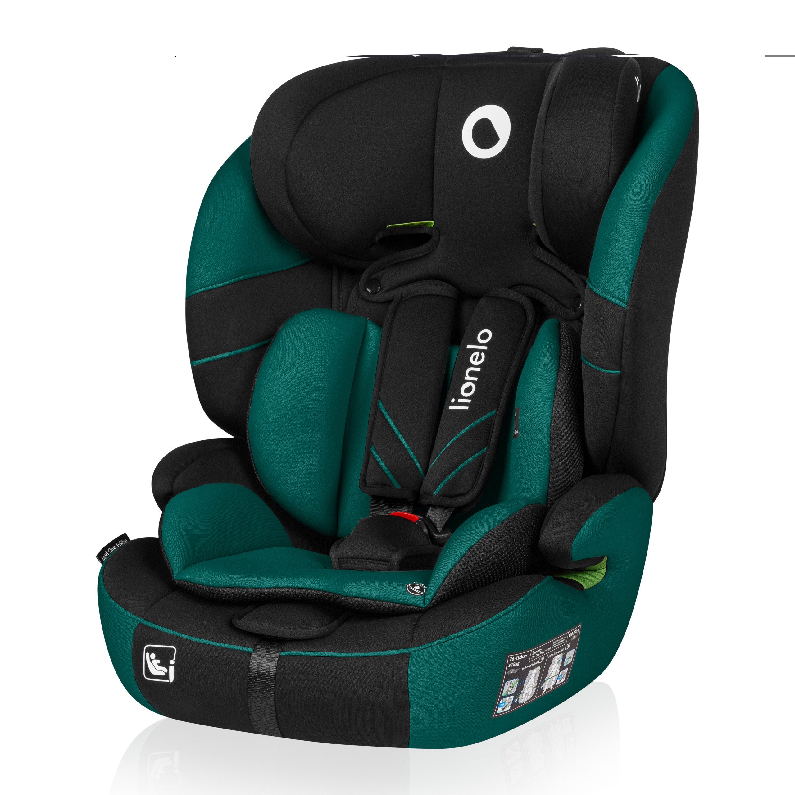 lionelo Autokindersitz LEVI ONE I-SIZE, ab: 12 Monaten, bis: 12 Jahren, ab: 76,00 cm, bis: 150,00 cm, (Set), i-Size R129 / Memory Foam / Dri-Seat