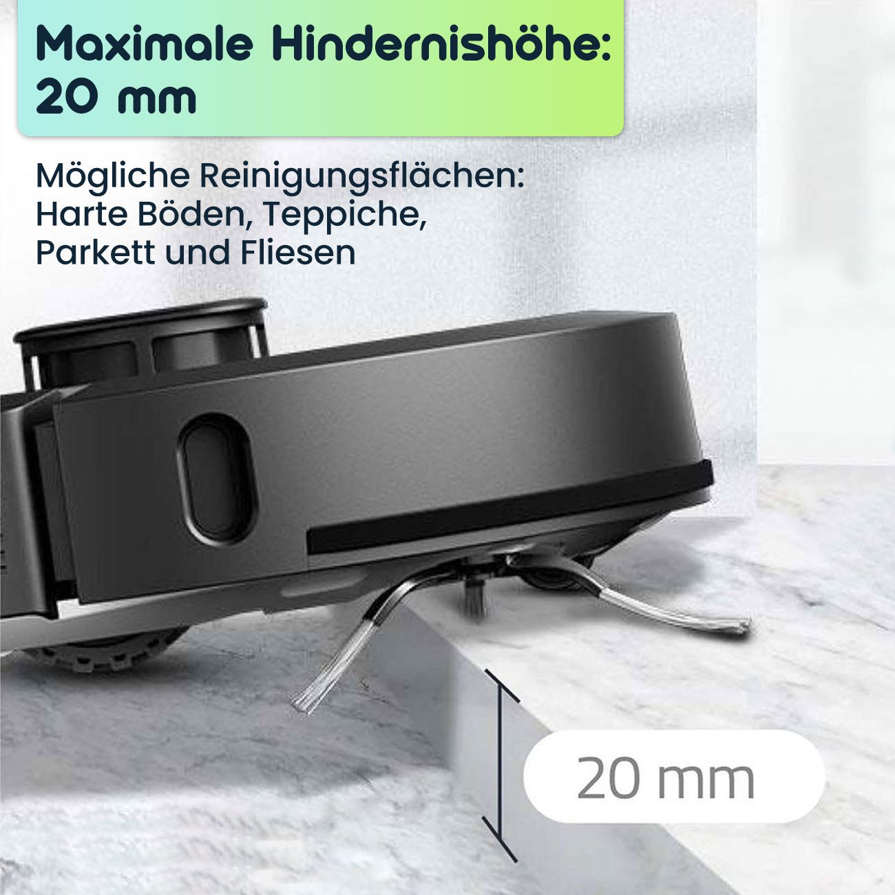 Nedis Saugroboter Saug-Wisch-Roboter mit Laser-Navigation & SmartLife App-Steuerung, für Hartböden (Laminat, Parkett, Fliesen), Teppiche, Haare