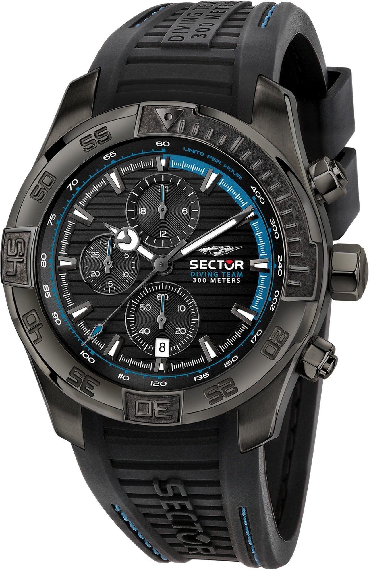 Sector Chronograph Sector Herren Armbanduhr Chrono, (Chronograph), Herren Armbanduhr rund, extra groß (ca. 31,5x38,2mm), Silikonarmband s
