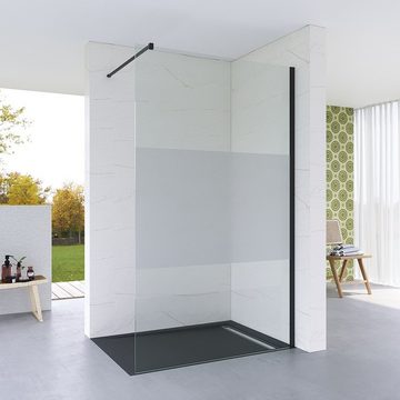 AQUALAVOS Walk-in-Dusche Walk in Dusche Duschwand Duschabtrennung mit Stabilisator Höhe 200cm, 8mm Einscheibensicherheitsglas mit Nano Beschichtung, teilsatiniert, Rechts- oder Linkseinstieg montierbar