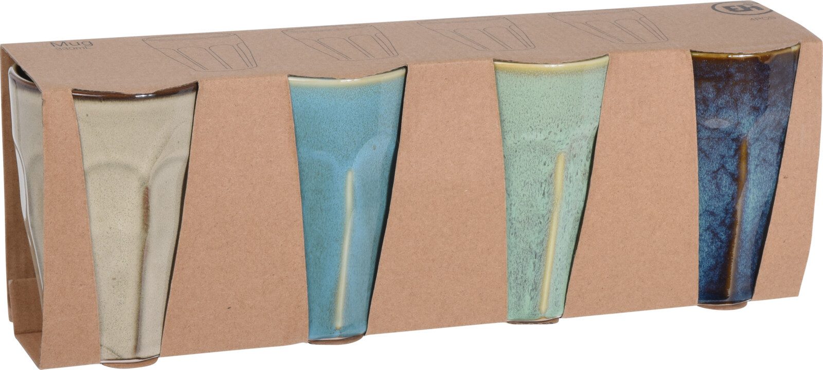 Koopman Becher Mug Kaffeebecher 330 ML Porzellan Bunte Farben 4/8/12 St., 4-tlg., Porzellan, 4 Becher, 330ml Becher, 4 Farben, Porzellan, Trinkbecher