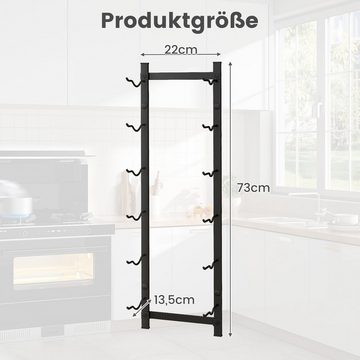 COSTWAY Weinregal, Wand, Metall, für 6 Flaschen, Industrial, 13,5x22x73cm