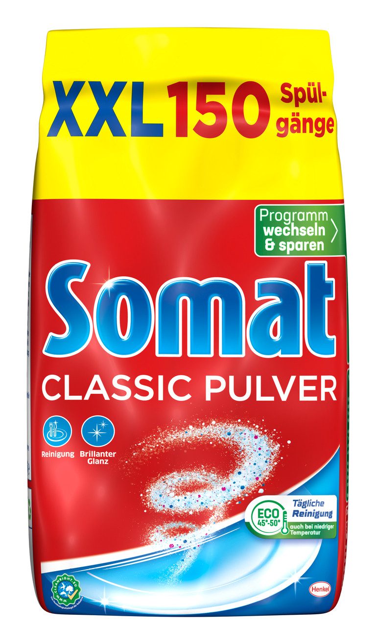 Somat Classic Pulver-Reiniger 150 WL Spülmaschinenpulver (XXL-Pack, [- Geschirrspülpulver für kraftvolle Reinigung & brillanten Glanz)