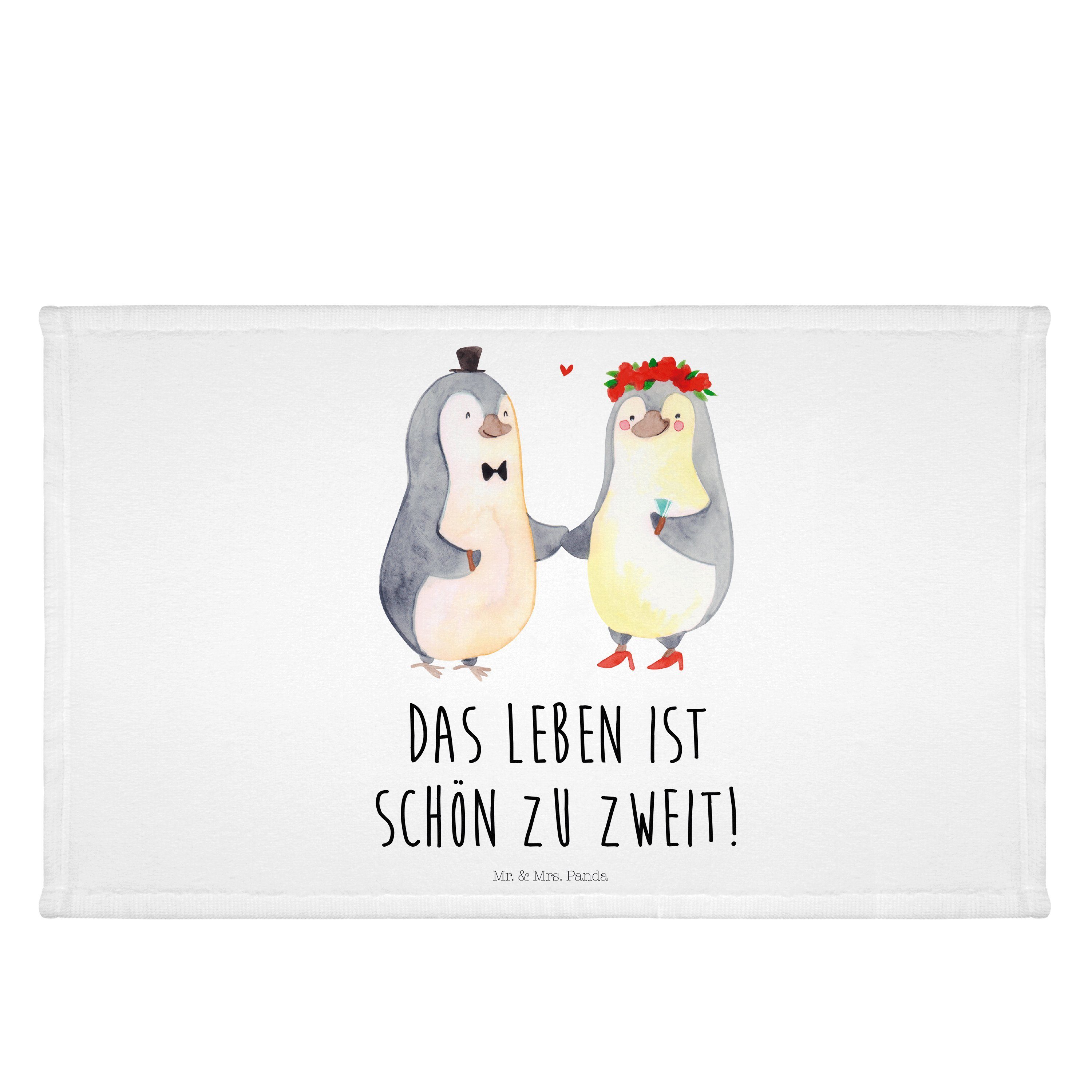 Mr. & Mrs. Panda Handtuch Pinguin Heirat - Weiß - Geschenk, Ehefrau, Hocheitstag, Reisehandtuch, (1-St)