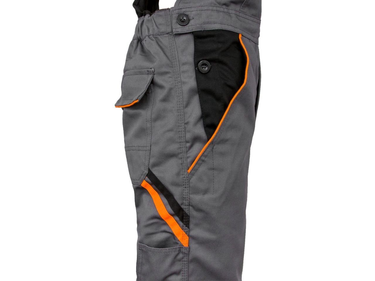 Artmas Arbeitslatzhose Arbeitslatzhose Latzhose Sicherheitshose Arbeitshose Berufskleidung Farbe: Stahl mit orangefarbenem und schwarzem Zubehör. – Bild 5 von 5