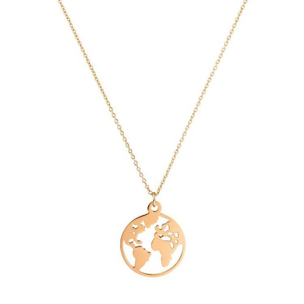 Kim Johanson Kette mit Anhänger Weltkarte, aus Edelstahl