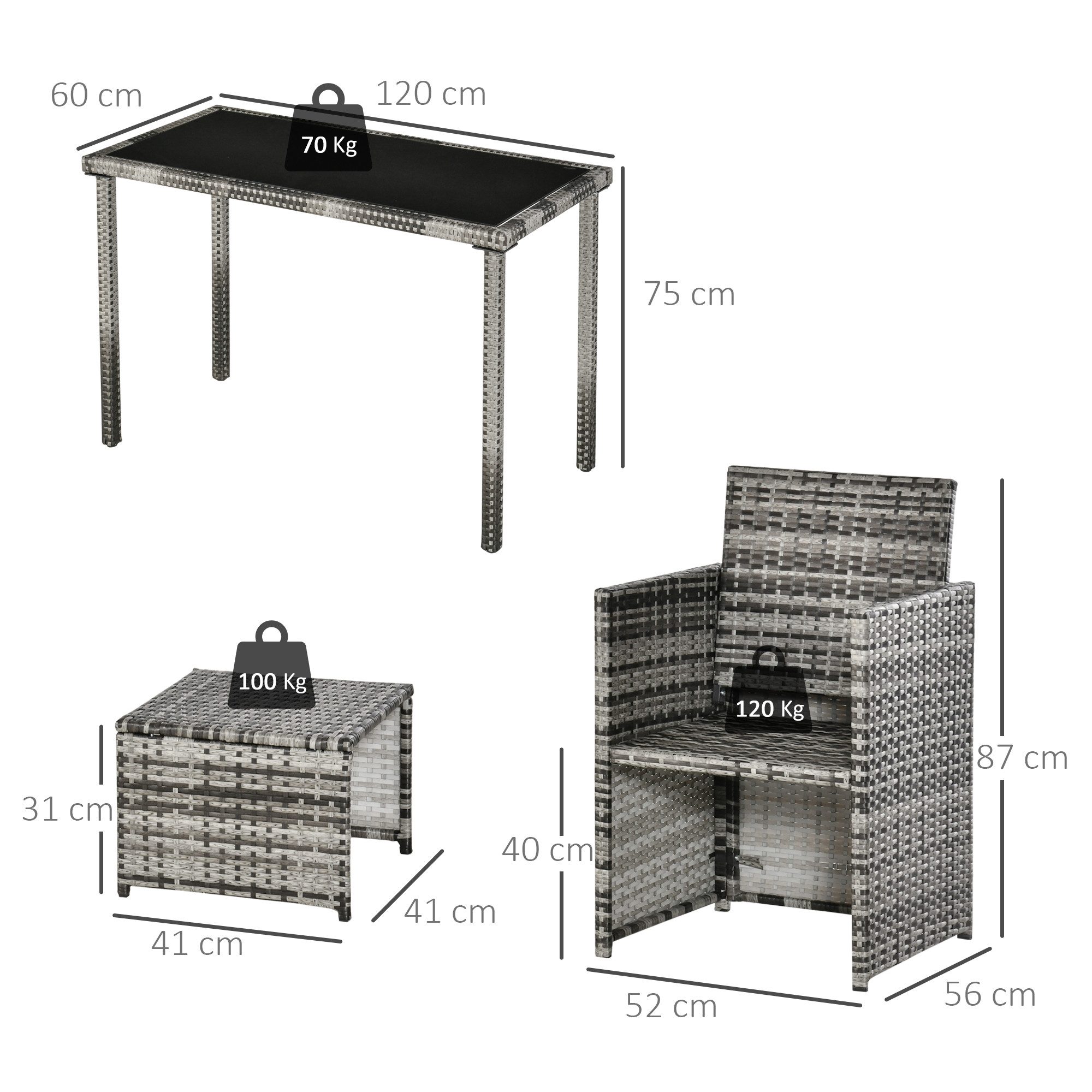 Outsunny Sitzgruppe Sitzgruppe aus Polyrattan geflecht