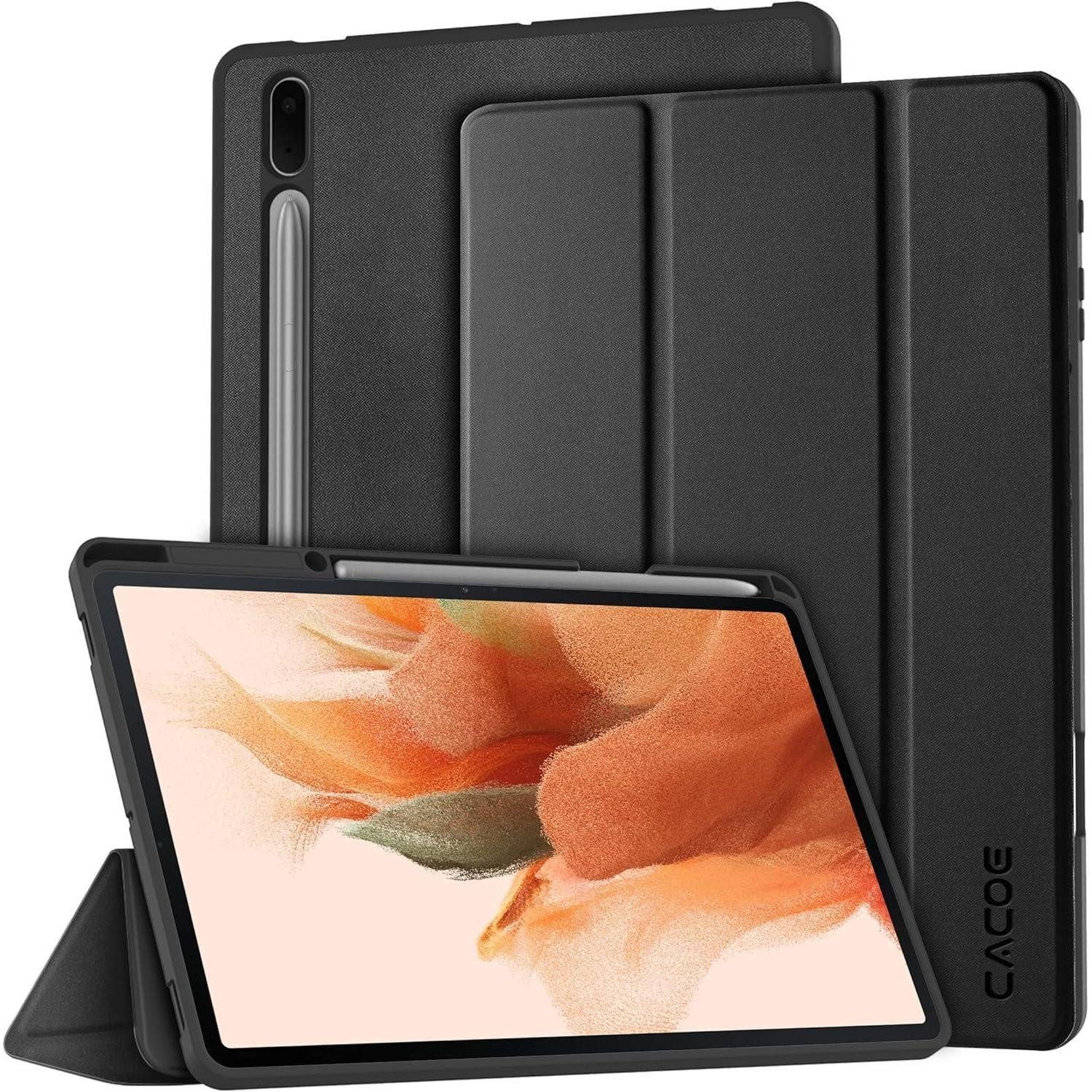 Tablet-Hülle Hülle Tab S7 FE 12.4 S8 Plus Standfunktion PU Leder Schwarz