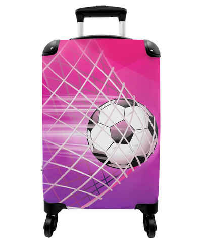 NoBoringSuitcases.com© Kinderkoffer Fußball - Tor - Netz - Schießen - Mädchen 55x35x20cm, 4 Rollen, Koffer mit 4 rollen, Kindertrolley, Reisekoffer für Mädchen