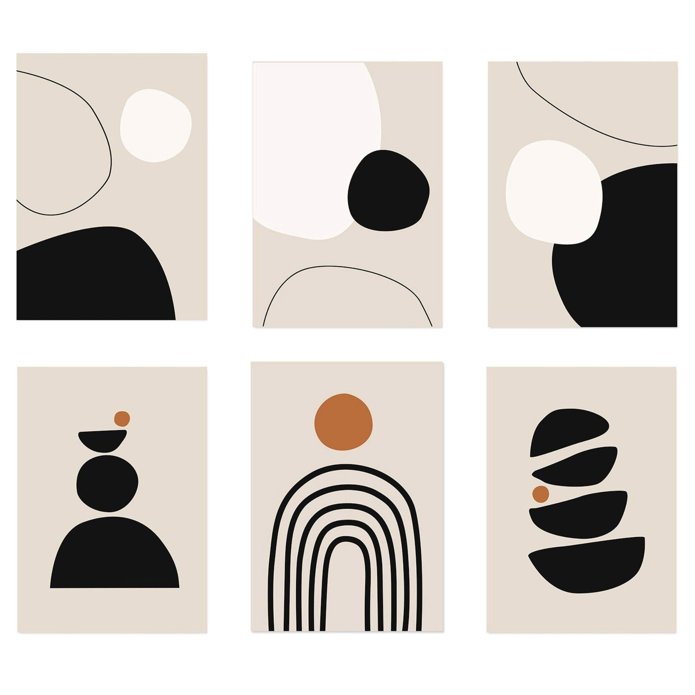 JUSTGOODMOOD Poster Keise Linien und Bogen in Beige und Schwarz als Deko Print ohne Rahmen, C (1 St)