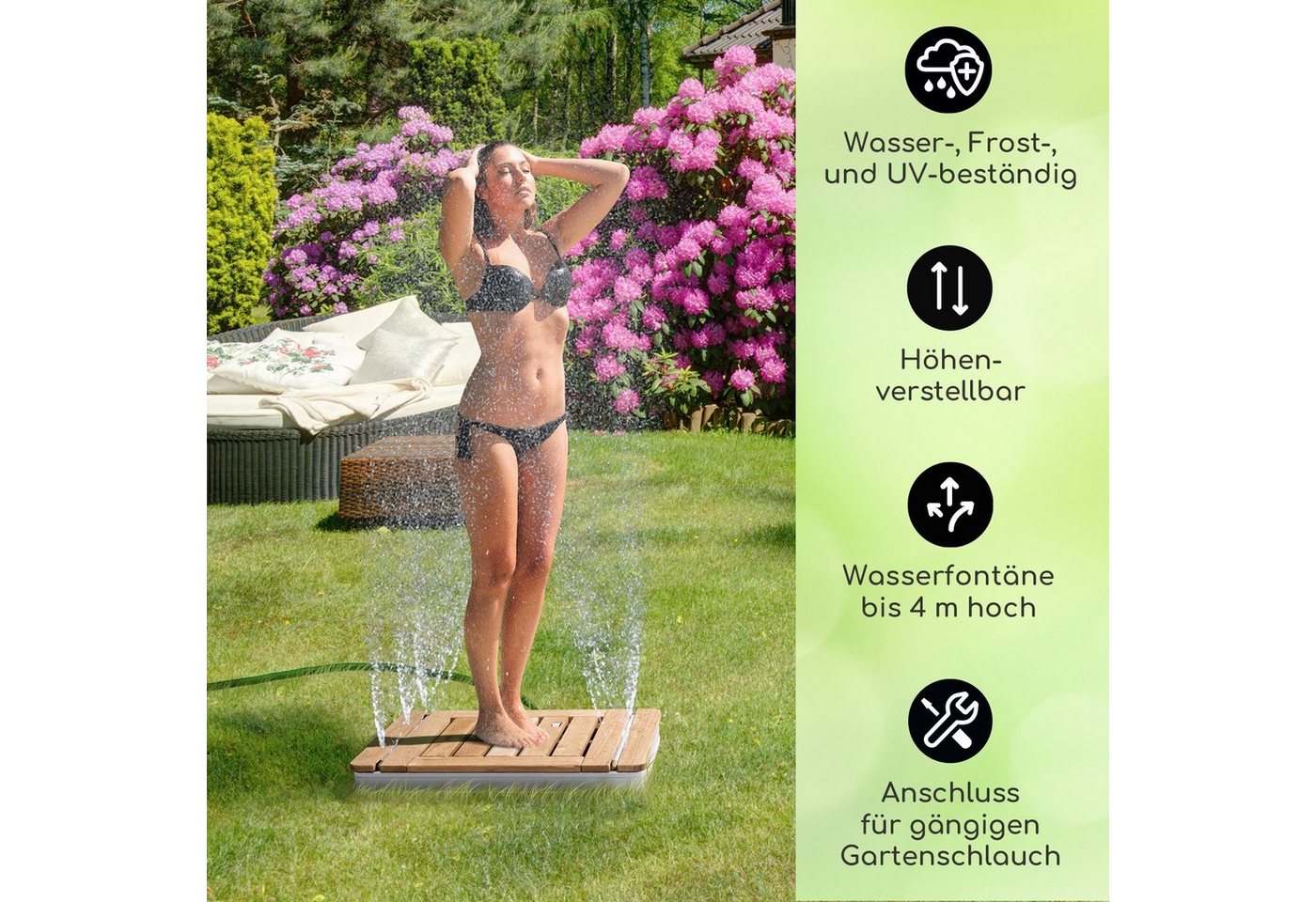 Thumbnail - blumfeldt Gartendusche Sumatra Teak Square Gartendusche (Packung, 1 St), Outdooor bodenplatte Bodendusche Fußdusche Auße...