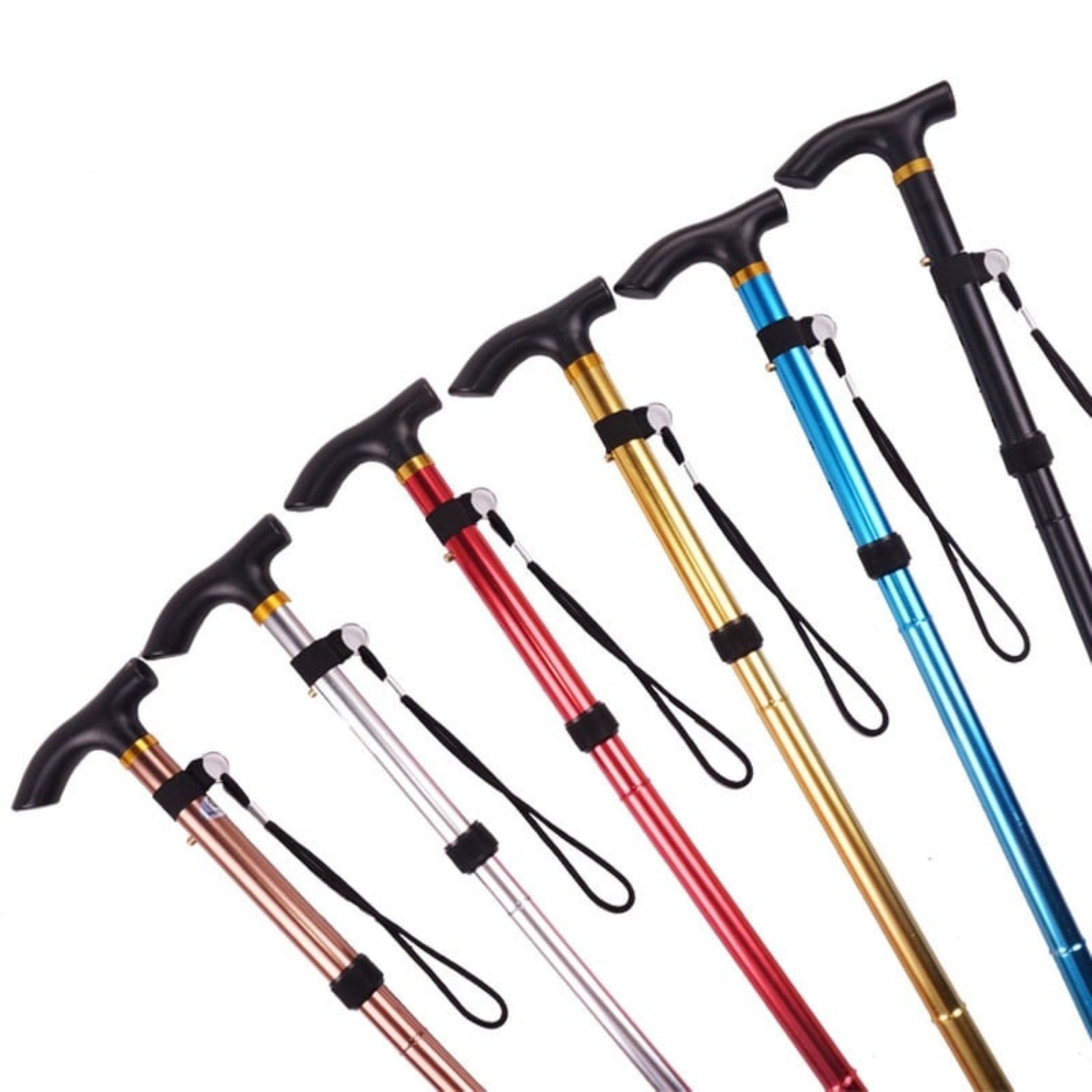 LA CUTE Gehstock Faltbarer Gehstock Aluminium höhenverstellbar mit ergonomischem Griff, Faltbarer Aluminium-Gehstock, 1x Gehstock, verstellbar, klappbar, mit rutschfestem Fuß und Griff, Leichter, faltbarer Gehstock mit ergonomischem Griff Anti-Rutsch-Kapp