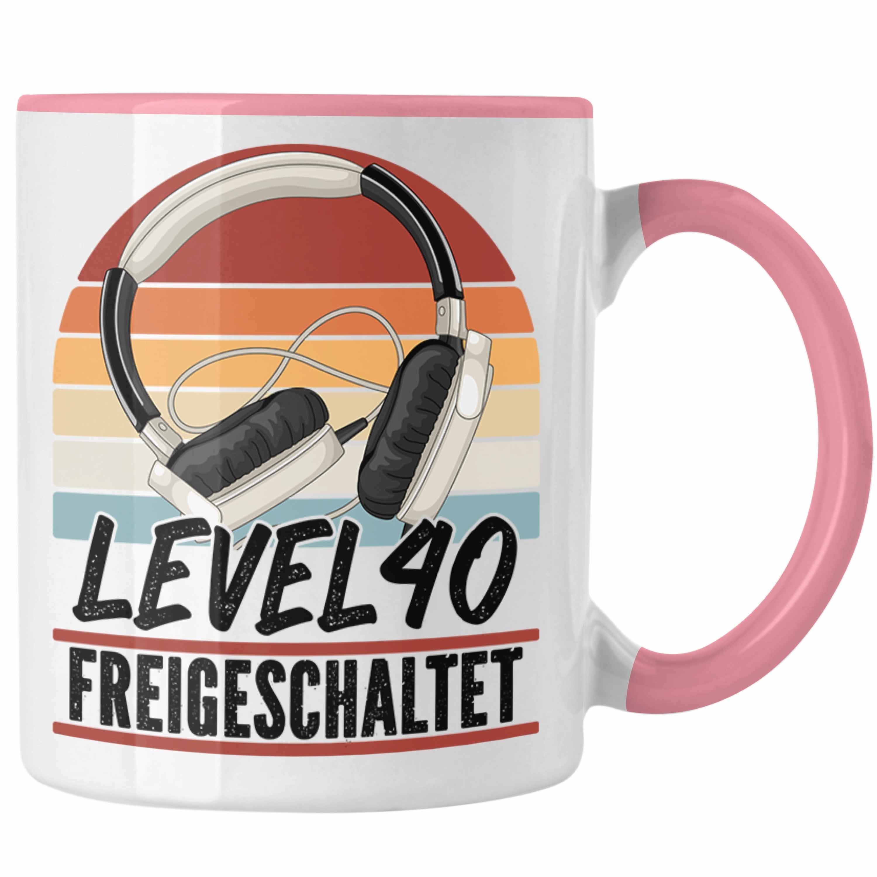 Trendation Tasse 40. Geburtstag Geschenk Kaffee-Becher Gamer Geburts Rosa Männer 40er Gaming