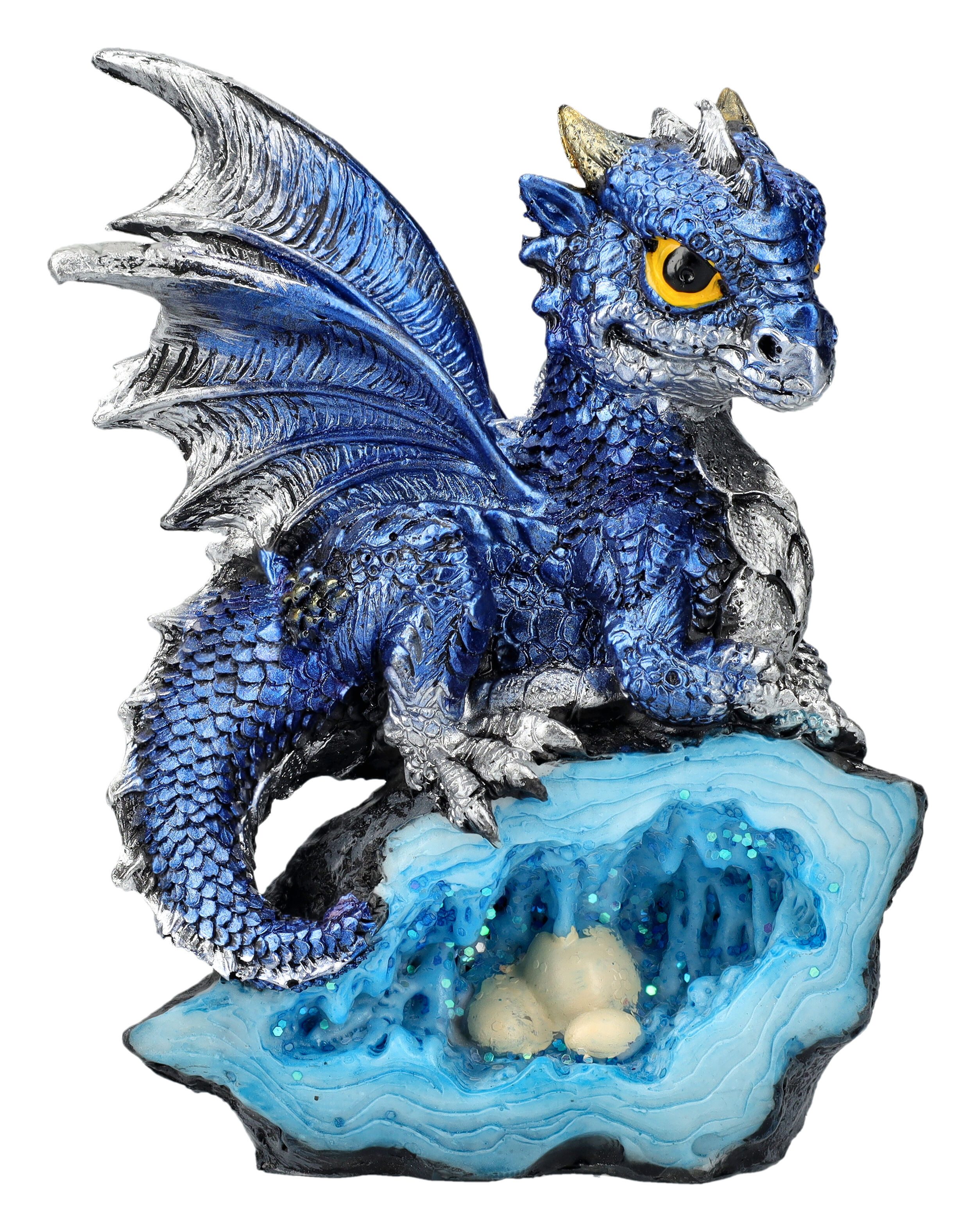 Figuren Shop GmbH Fantasy-Figur Drachen Figur - Dunkelblauer Wächter - Fantasy Drachenfigur Dekoration