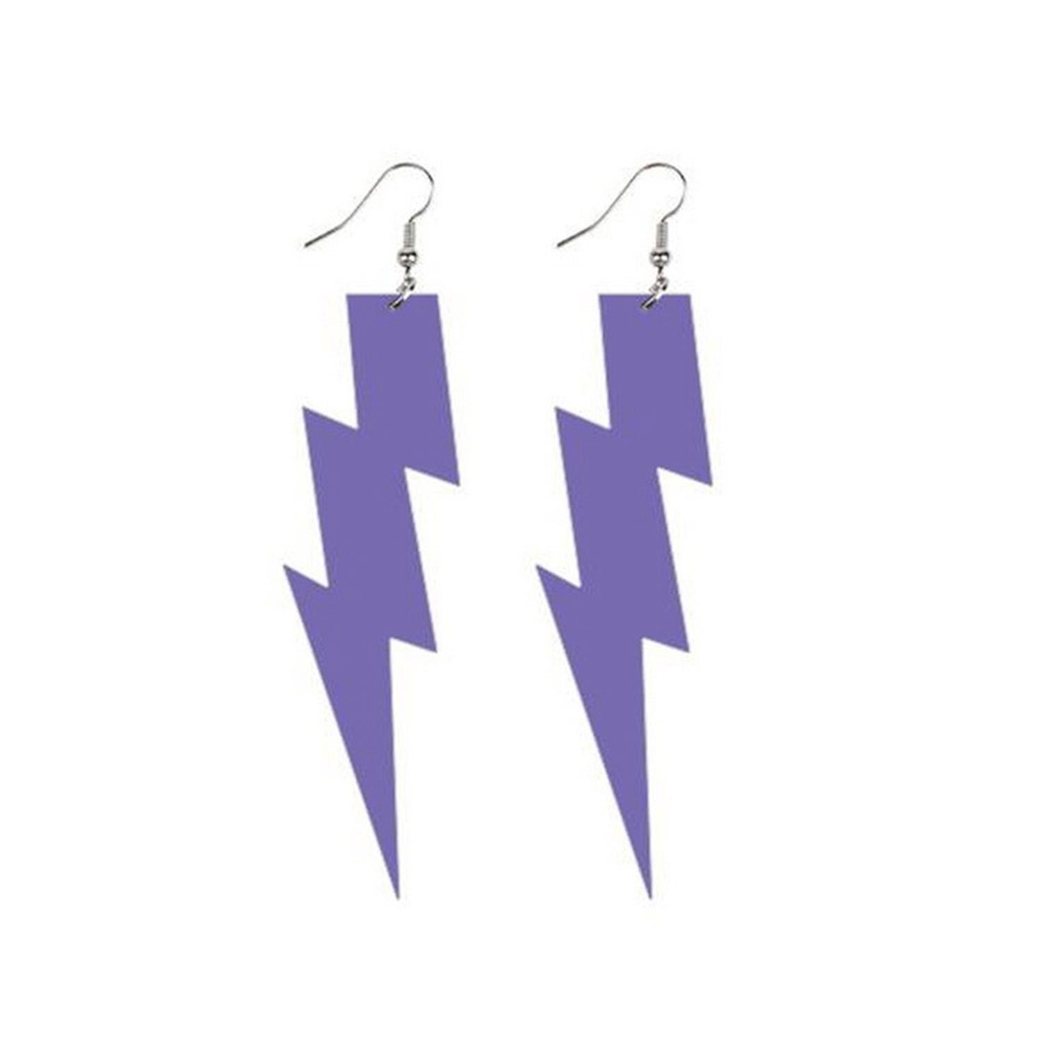MAGICSHE Paar Ohrhänger 80er Jahre Neon Ohrringe, Blitzanhänger aus Acryl lila