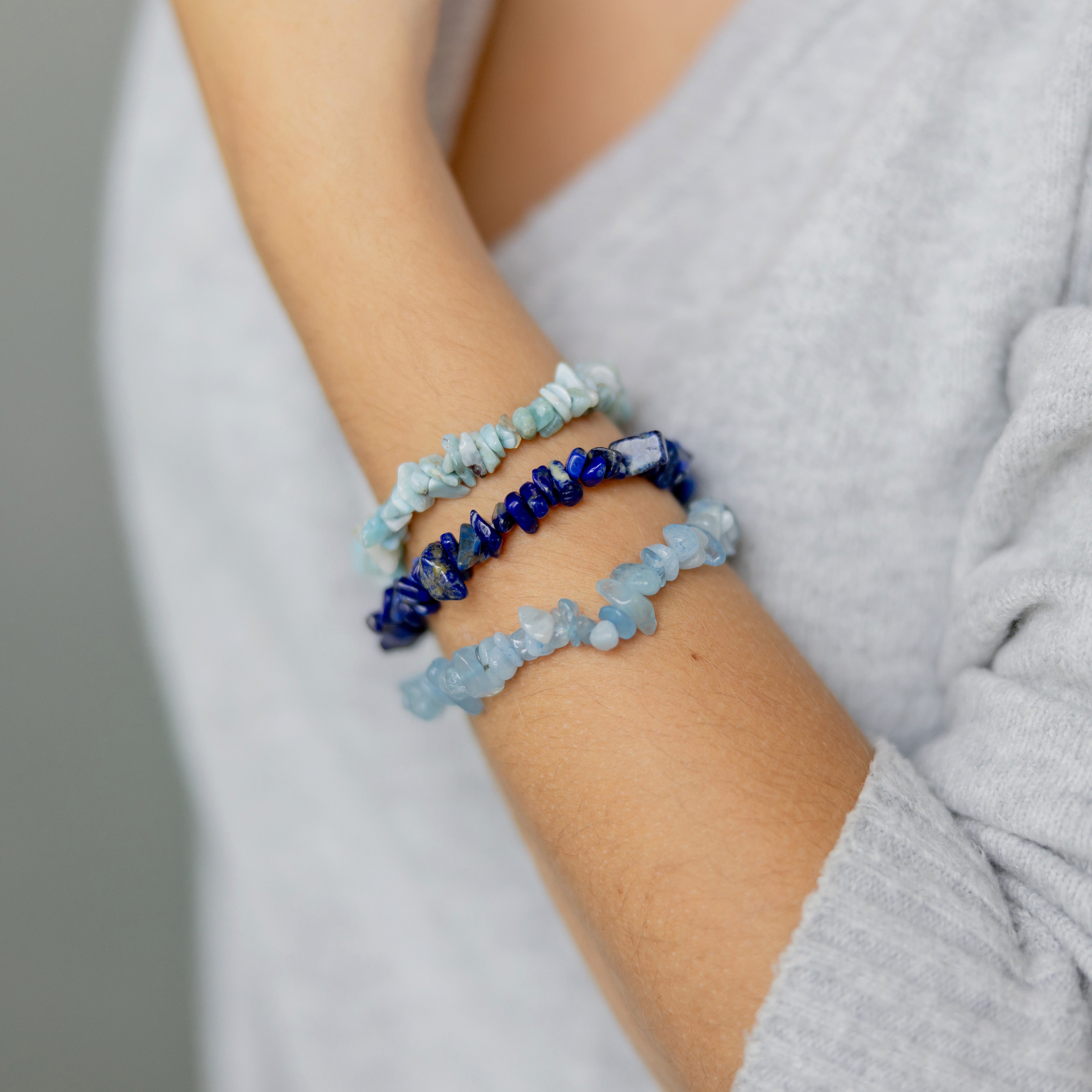 Lebensquelle Plus Perlenarmband Set Larimar Splitterarmband