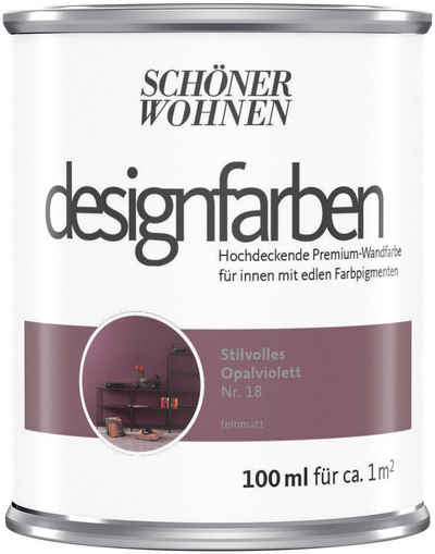 SCHÖNER WOHNEN-Kollektion Wand- und Deckenfarbe »Designfarben«, 100 ml, Stilvolles Opalviolett Nr. 18, hochdeckende Premium-Wandfarbe
