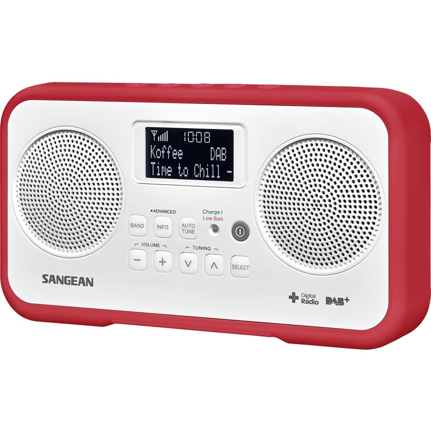 Sangean DPR-77 DAB+ digitaler Stereo-Empfänger (DAB) Digitalradio weiß/rot (DAB)