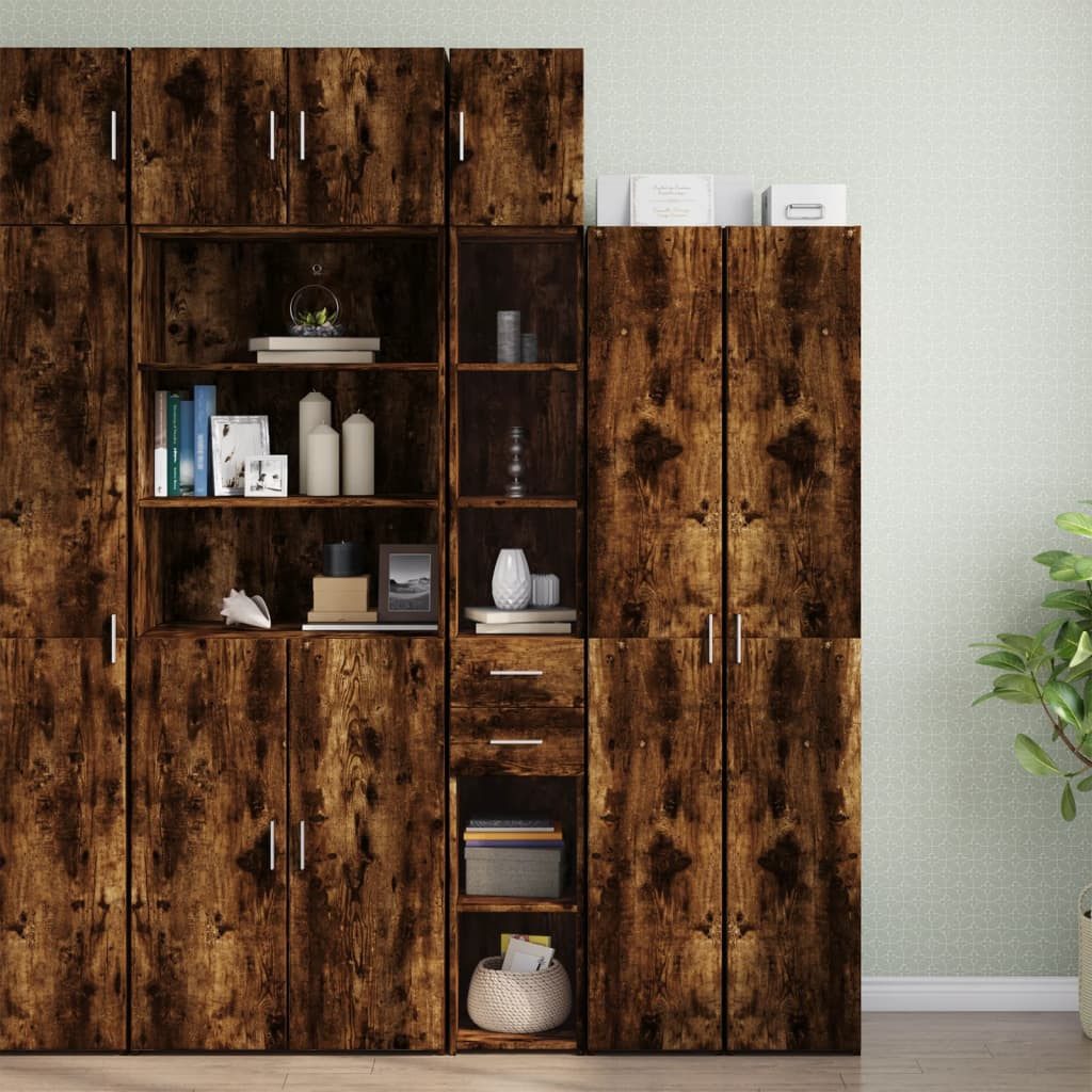 vidaXL Sideboard Hochschrank Schmal Räuchereiche 30x42,5x225 cm Holzwerkstoff (1 St)