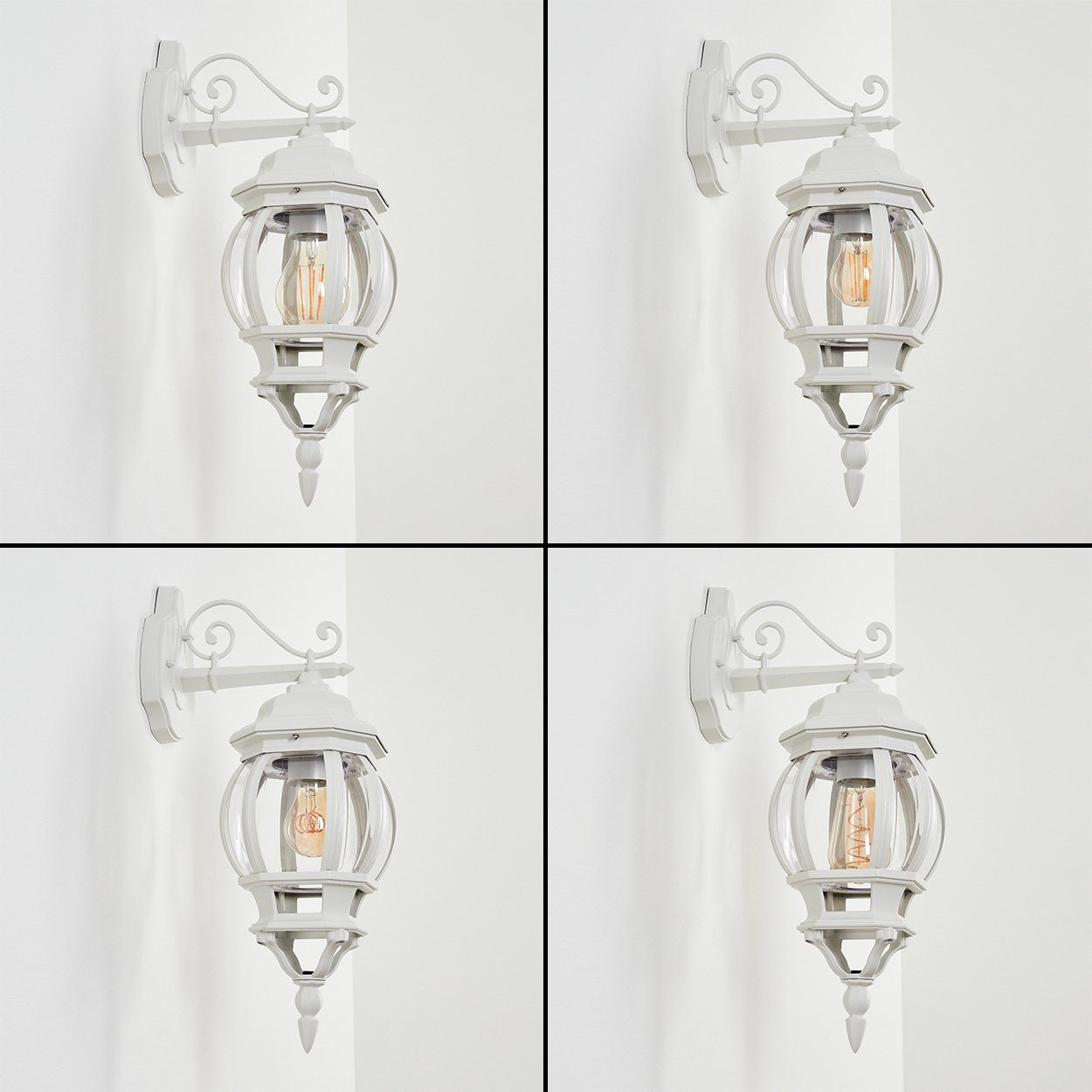 hofstein Außen-Wandleuchte »Meyen« Wandlampe abwärts in antikem Look aus Metall/Glas in Weiß/Klar, ohne Leuchtmittel, Wandleuchte mit E27, Außenleuchte, IP44