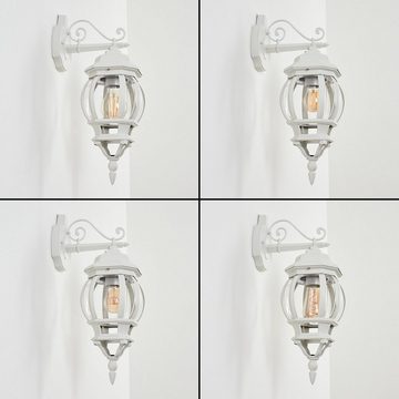 hofstein Außen-Wandleuchte »Meyen« Wandlampe abwärts in antikem Look aus Metall/Glas in Weiß/Klar, ohne Leuchtmittel, Wandleuchte mit E27, Außenleuchte, IP44