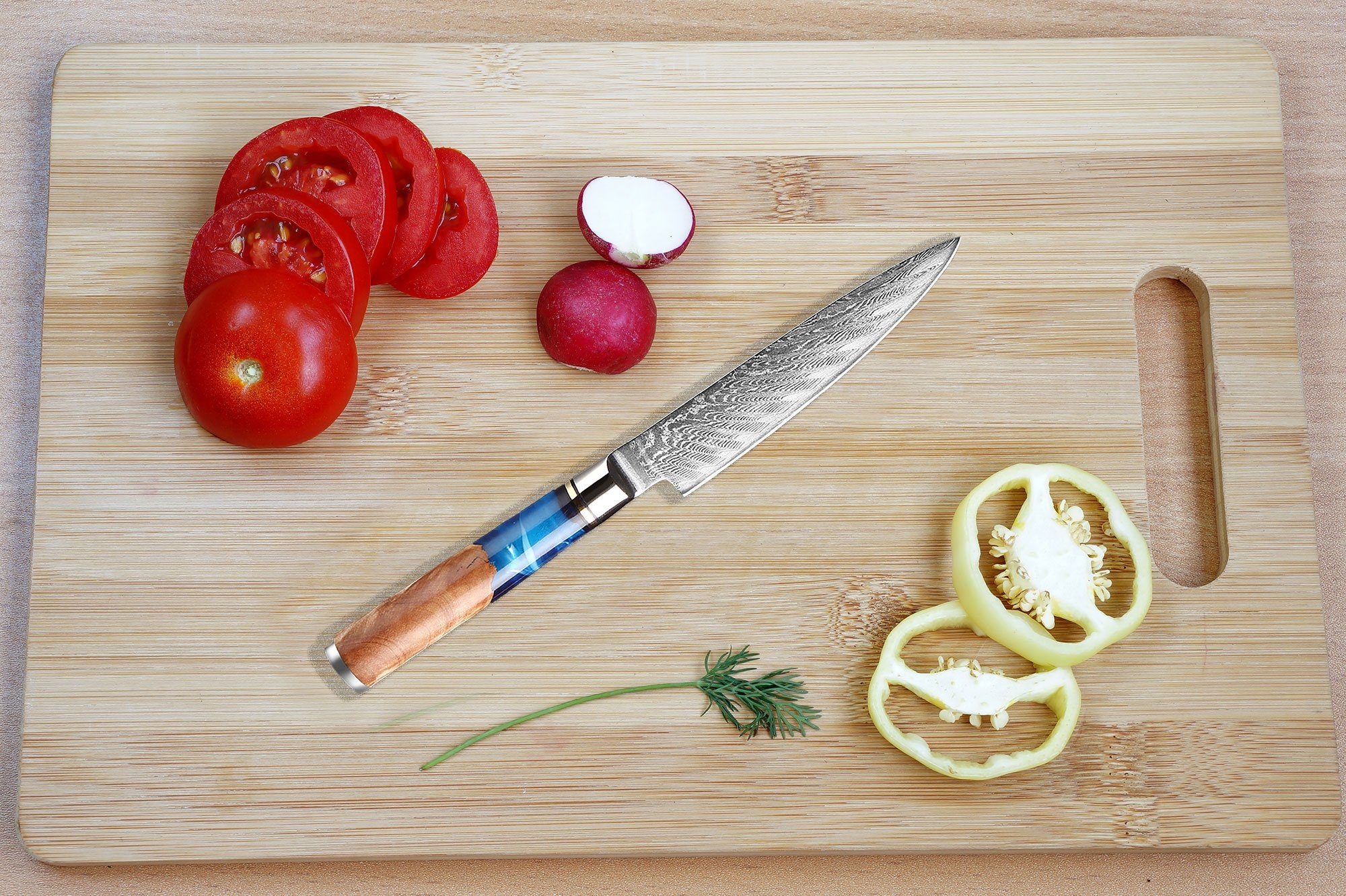 Muxel Gemüsemesser Gemüsemesser und und ein Damastmesser extra Universalmesser, scharf