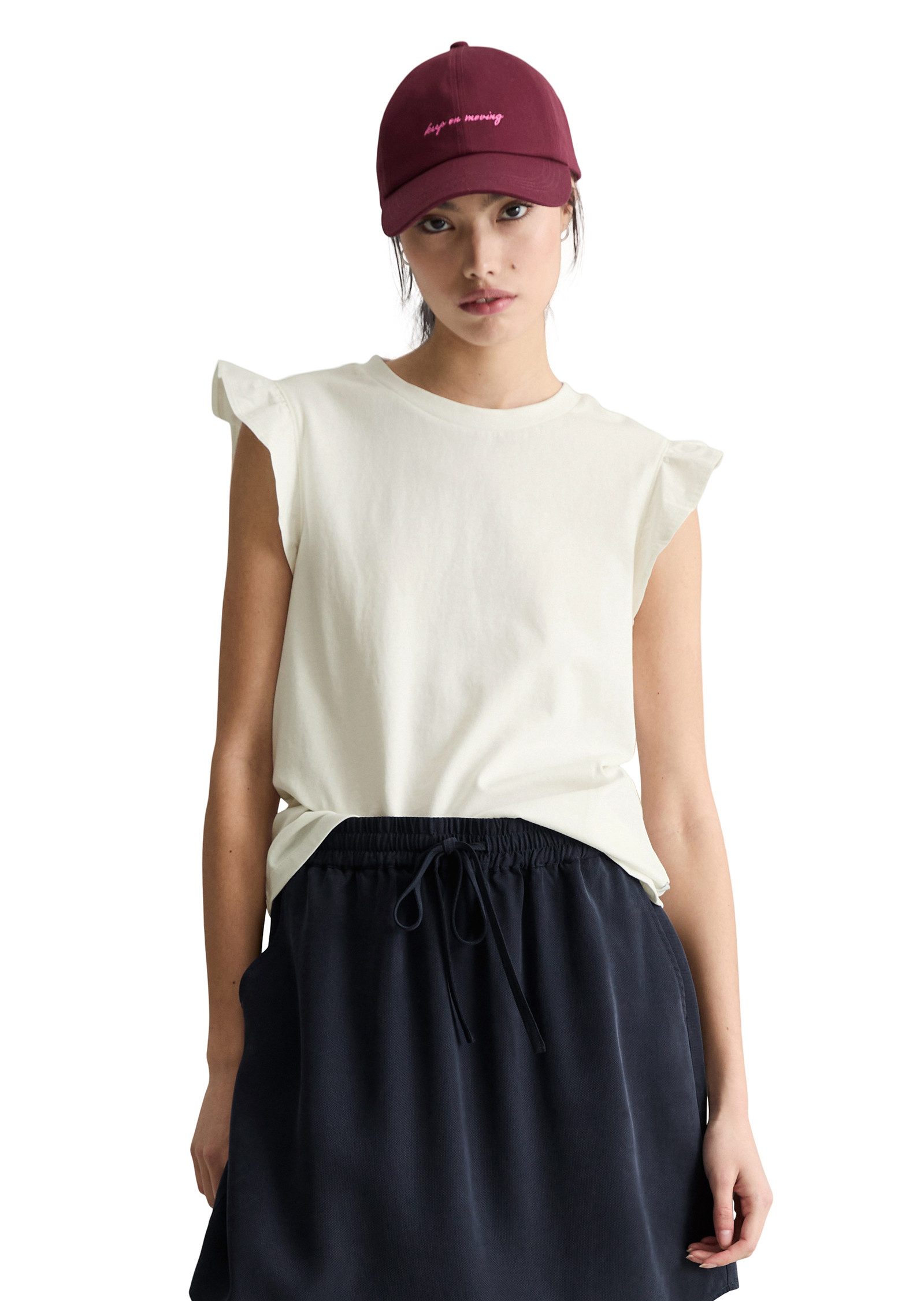 Marc O'Polo DENIM Shirttop Volant-Ärmel, regular fit aus Material-Mix günstig online kaufen