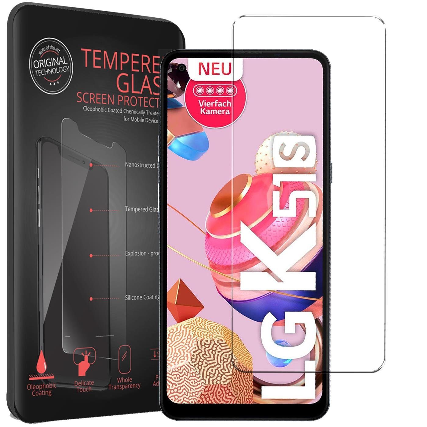 CoolGadget Schutzfolie Panzerfolie für LG K51s, (9H Härtegrad, 2x Schutzglas, 1xReinigungset), Displayfolie Panzer Schutzfolie 2 Stück für LG K51s Glas Folie