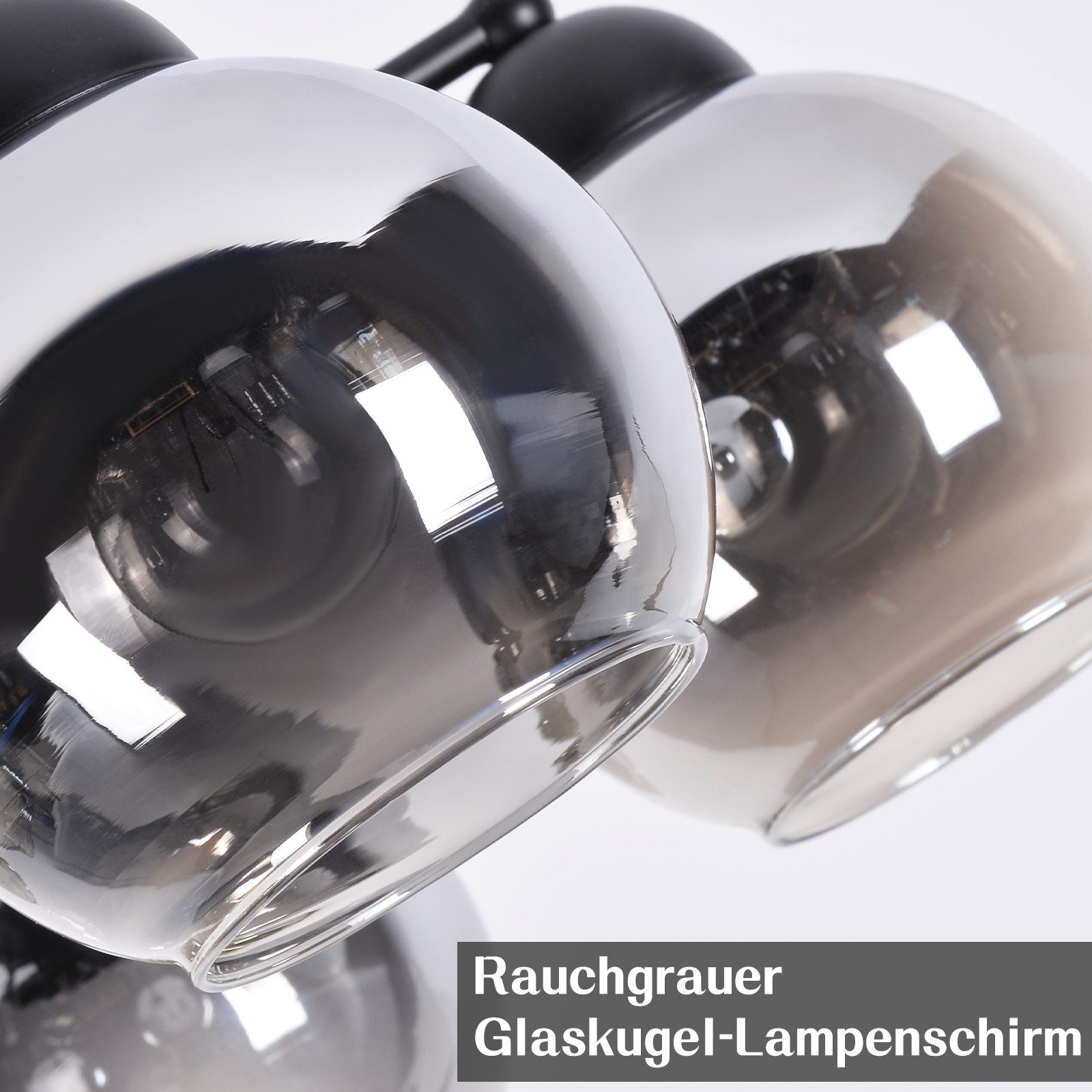 Nettlife Deckenleuchte Glas Schwarz Vintage 3/5 flammig E27 Industrial Flurlampe, LED wechselbar, Deckenlampe für Wohnzimmer Schlafzimmer – Bild 5 von 5