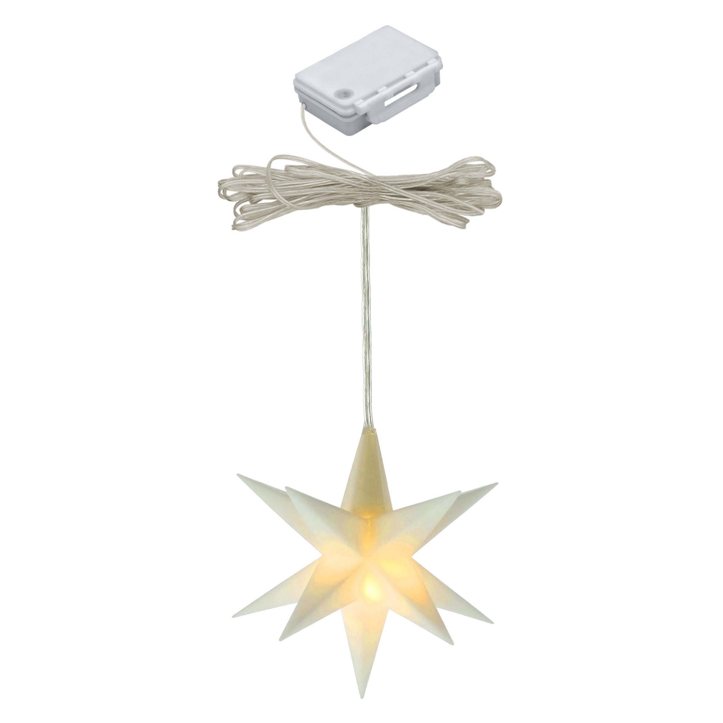 Spetebo Dekostern Outdoor Weihnachts Leuchtstern 3D 12 cm mit Timer - weiß, 1 St., Fenster Deko Stern Batterie betrieben – Bild 4 von 5