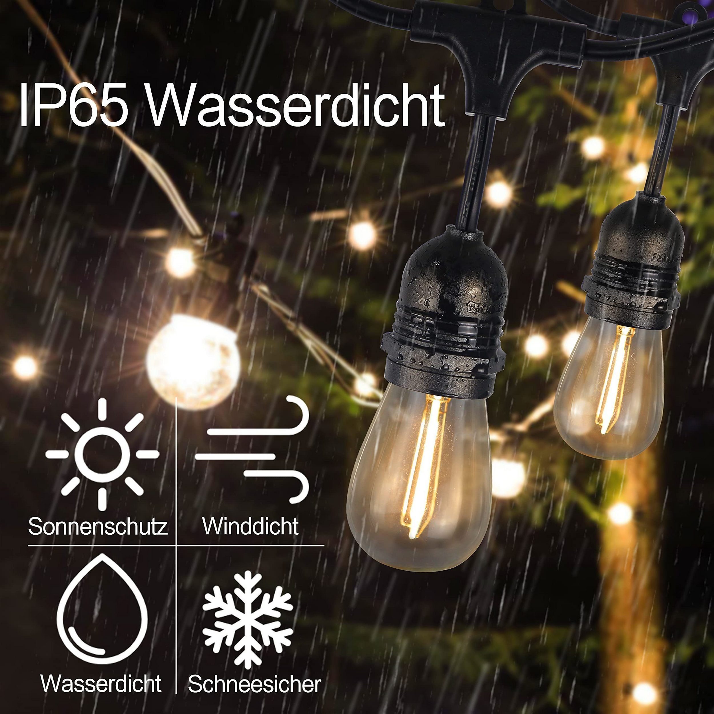 Nettlife m/15 Glühbirnen Außen Innen Weihnachtsdekoration 7,6 LED-Lichterkette Lichterkette m, 16-flammig,