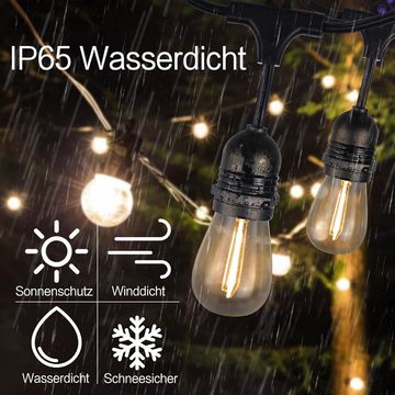 Nettlife LED-Lichterkette Innen Außen Glühbirnen Lichterkette 7,6 m/15 m, 16-flammig, Weihnachtsdekoration