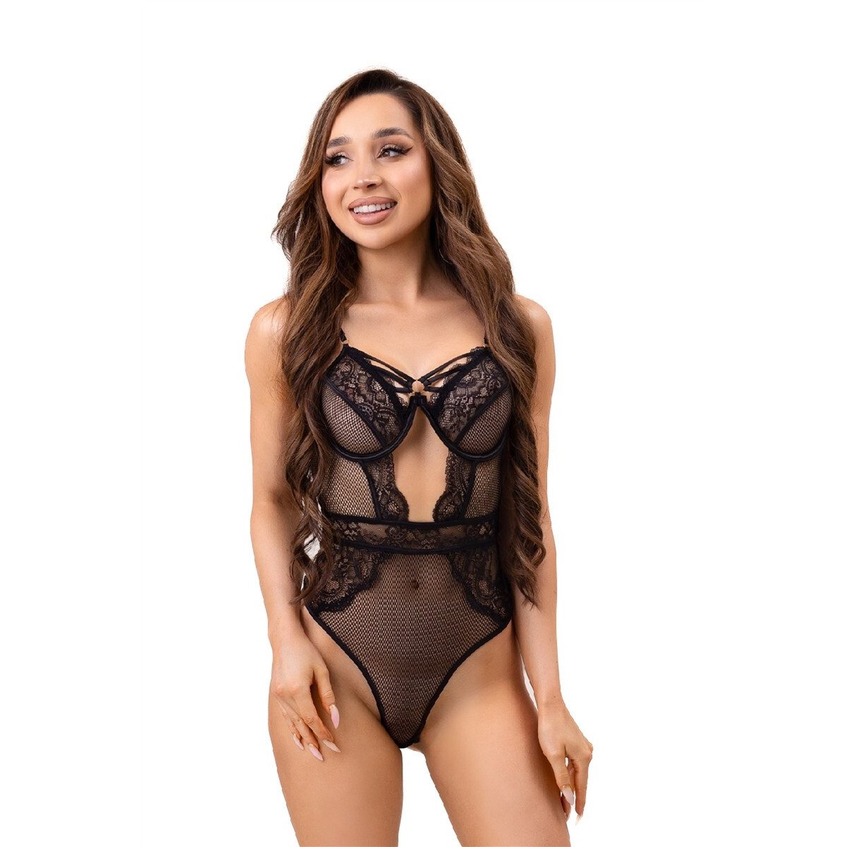 Livco Corsetti Fashion Body Body in schwarz durchsichtig mit Spitze