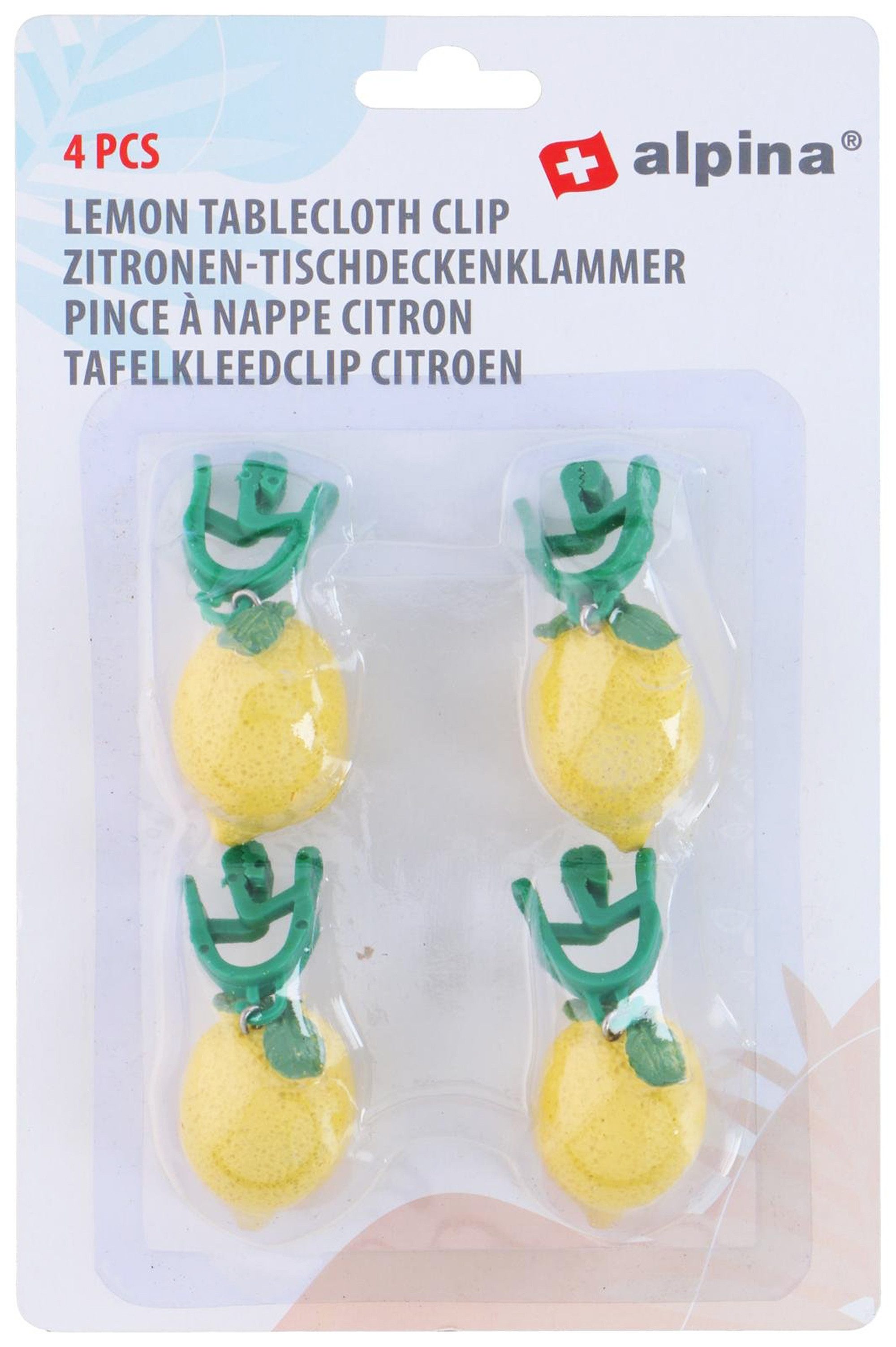 *Alpina* Tischtuchklammern 4X Zitronen-TISCHDECKENKLAMMER Tischdeckengewichte 21, Tischdeckenhalter Tischdeckenbeschwerer Tischdecken Halter Clips
