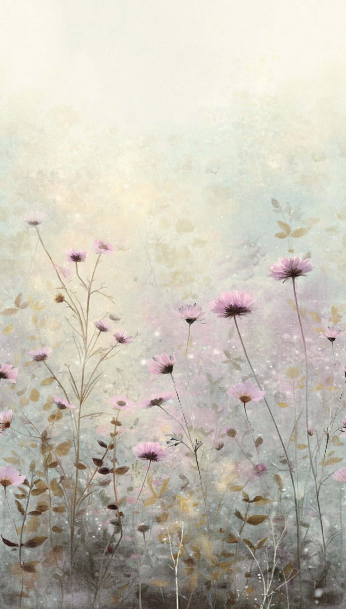 living walls Fototapete The Wall 4 Flowers – Filigrane Blumenwiese Vlies-Fototapete, leicht strukturiert, floral, matt, botanisch, (1 St), Filigrane Blumenwiese mit natürlicher Tiefenwirkung