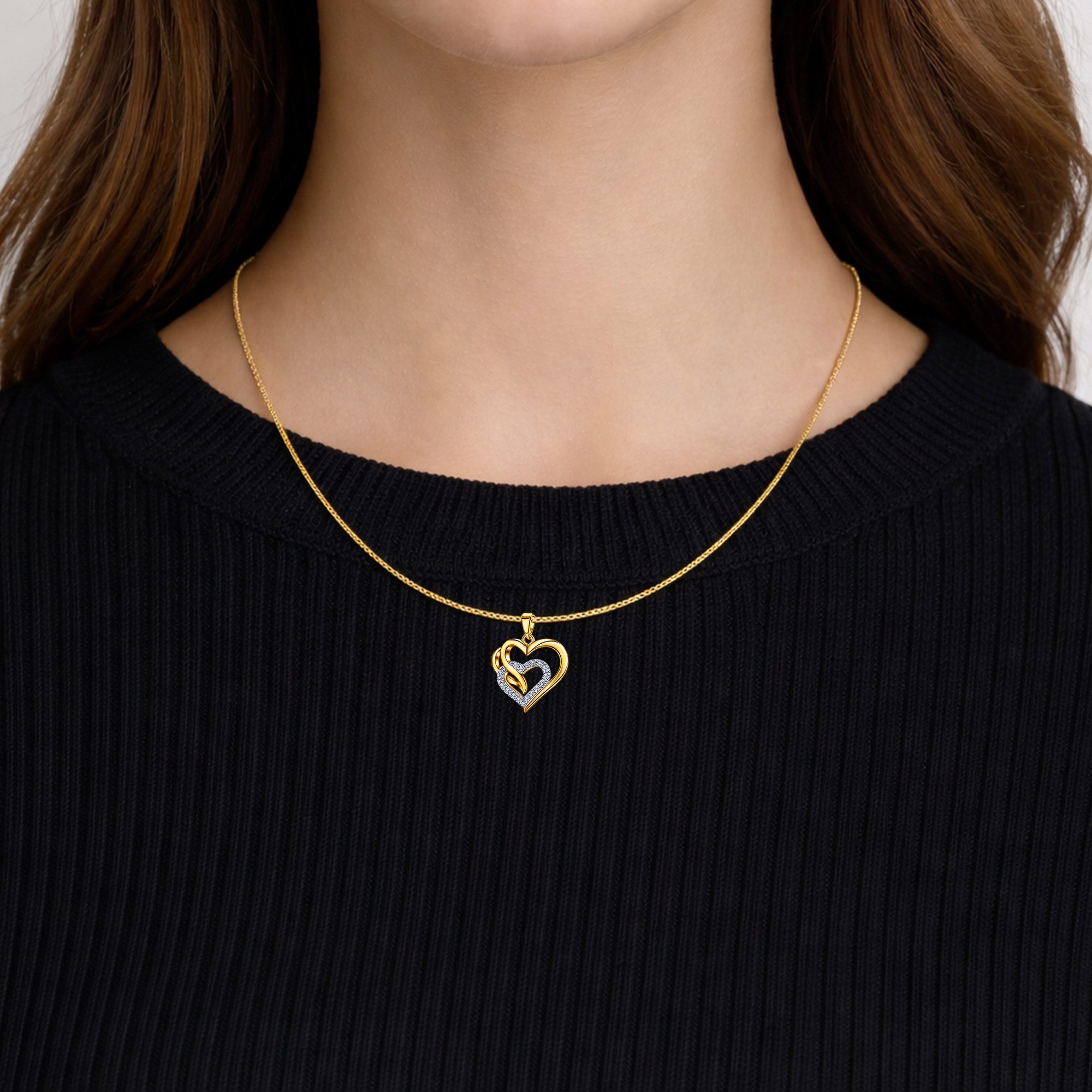 Limana Herzkette romantische Kette Damen Halskette gold 925 Silber vergoldet Geschenk (Mama Geburtstag Muttertag Weihnachten, Schmuck inkl. Dose und Tasche Valentinstag Hochzeitstag Sie), Jahrestag Liebe für Mama Frauen Ehefrau Freundin Mutter