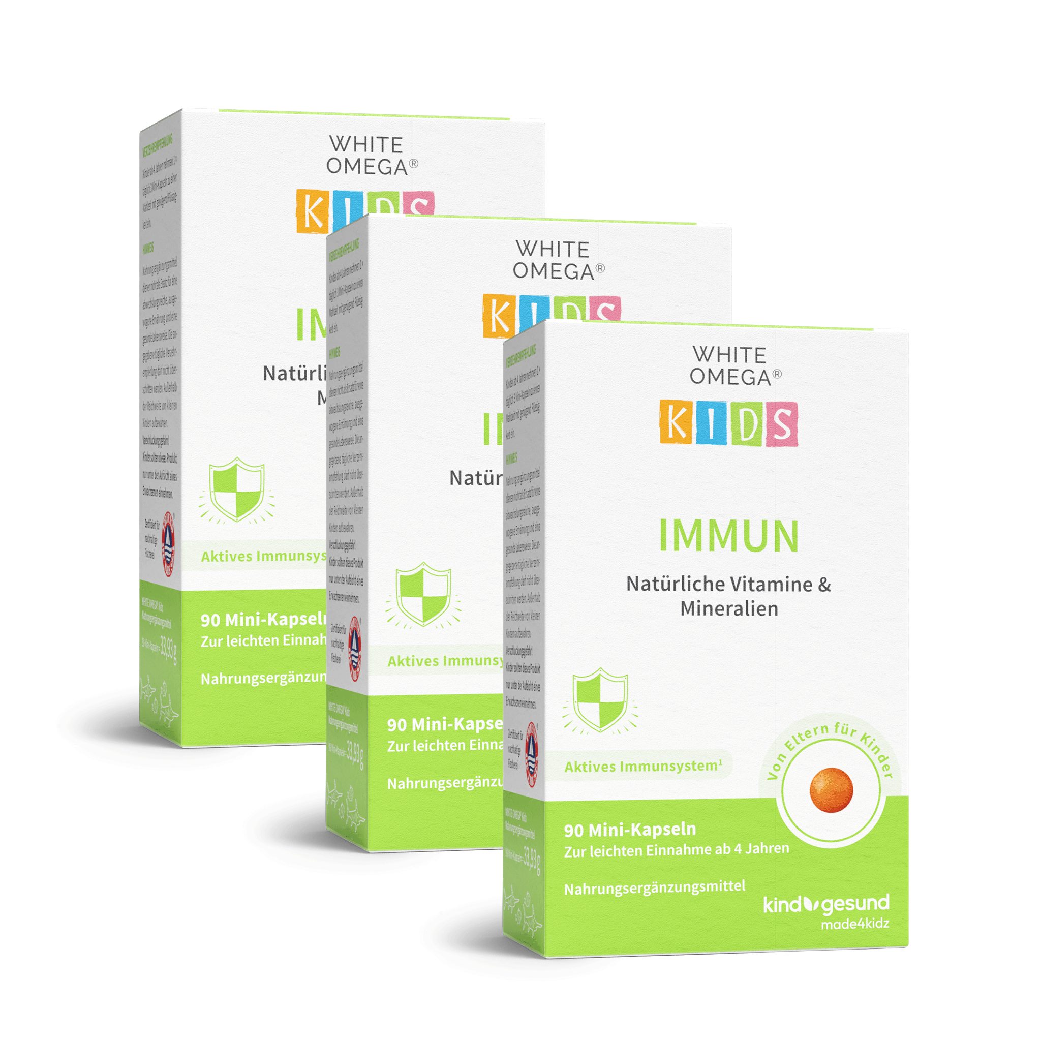 kindgesund Vitamine für Kinder Immunsystem - WHITE OMEGA® Kids Immun Kapseln