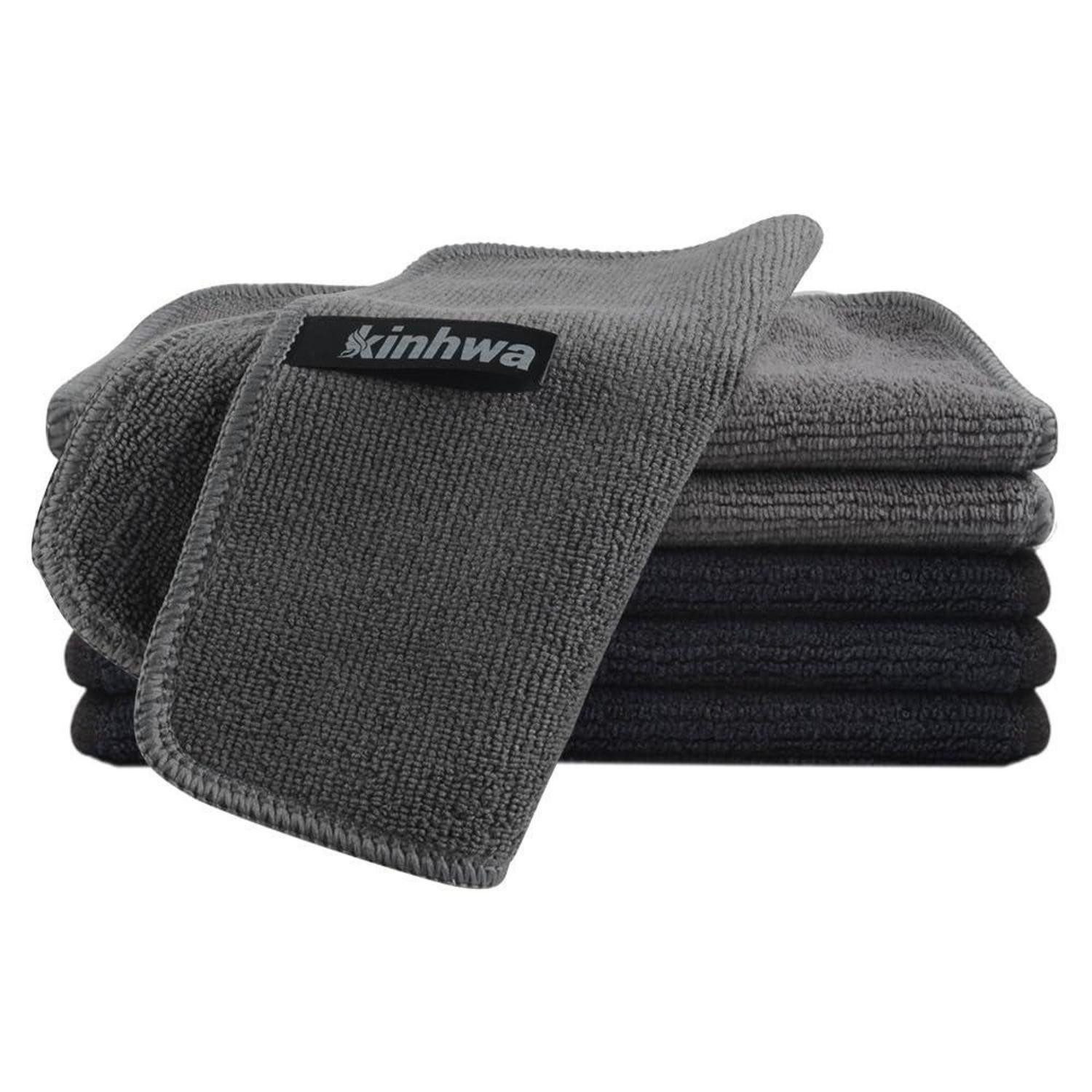 LuxusKollektion Spüllappen Mikrofaser 6er-Set 20x20cm Schwarz/Grau Mikrofasertuch (Textil, 20x20 cm)