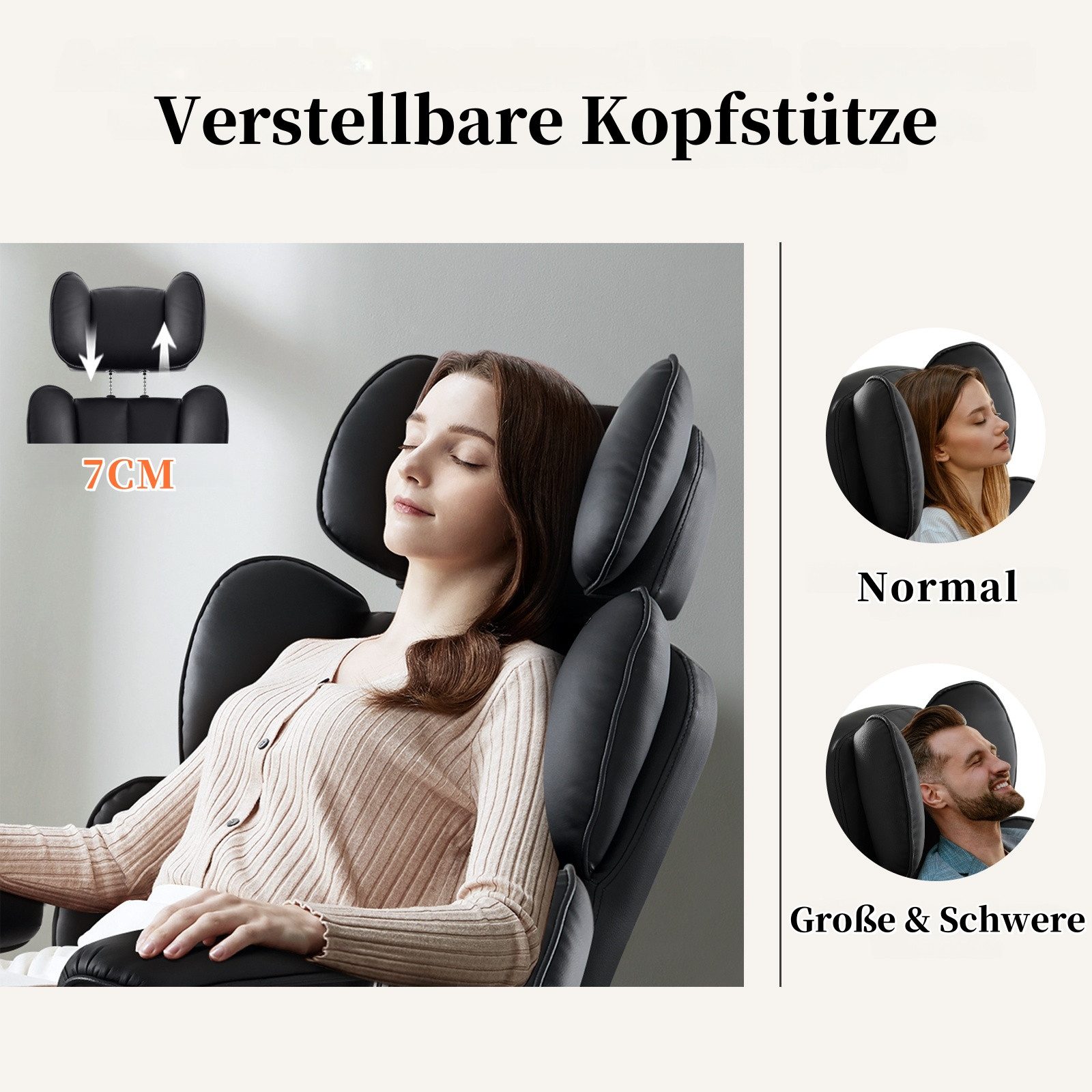 Intimate WM Heart Chefsessel Ergonomischer Bürostuhl, Höhenverstellbar Schreibtischstuhl (Gaming Stuhl mit dickem Kissen), PU-Leder Drehstuhl mit Kopfstützte und Fußstütze
