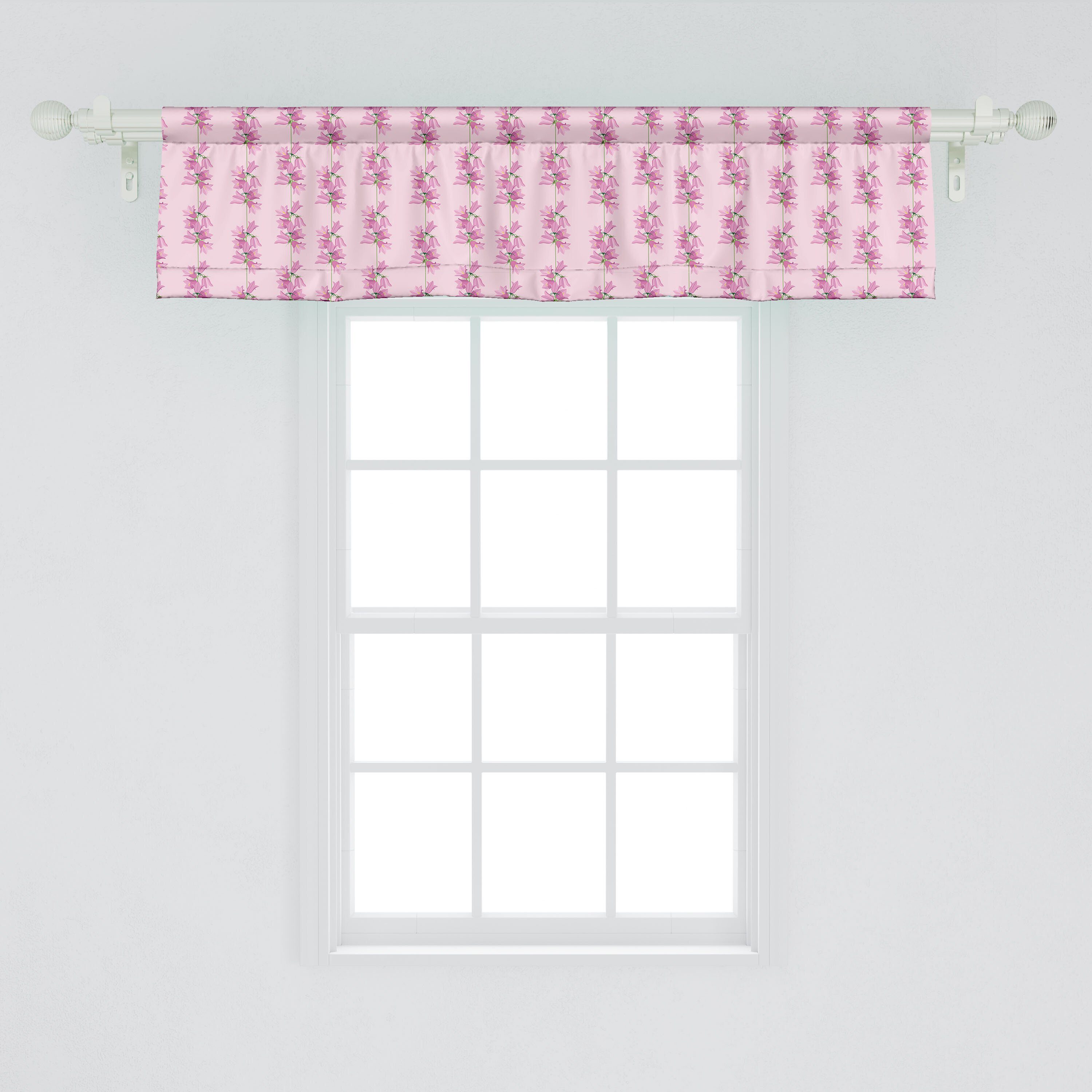 Volant Küche Blumen Rosa Abakuhaus, für Stangentasche, mit Scheibengardine Schlafzimmer und Glockenblumen lila Microfaser, Vorhang Dekor