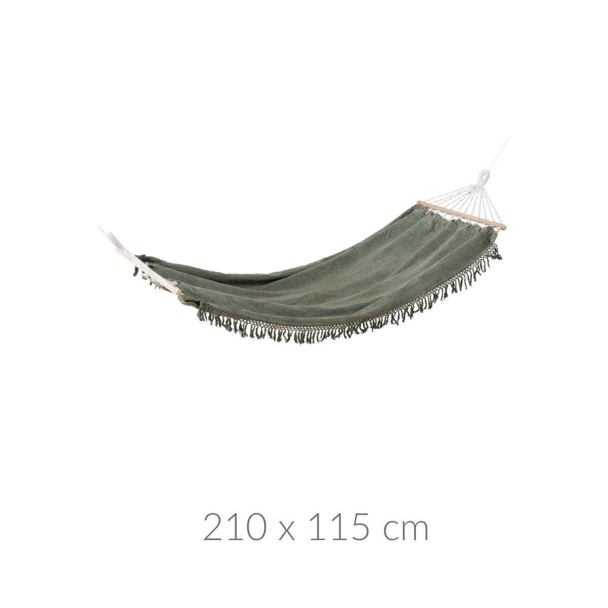 BOLTZE GRUPPE GmbH Hängematte Boho-Hängematte LINOU mit Fransen, militärgrün, 210 x 115 cm, mit Fransen