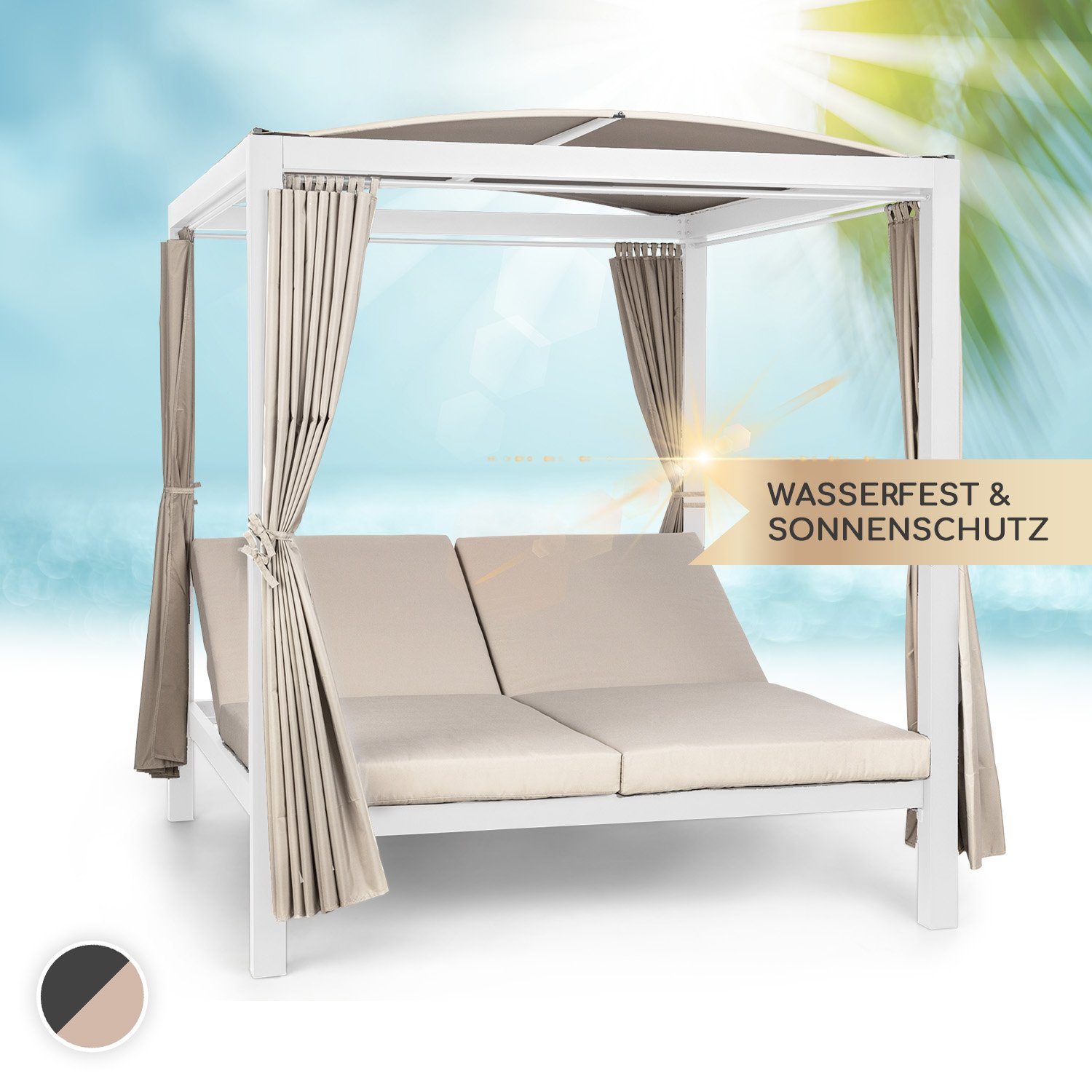 blumfeldt Gartenliege Eremitage Double XL Sunbed, Set, Liegeinsel 2 Personen Garten Sonneninsel Dach Gartenliege Doppelliege