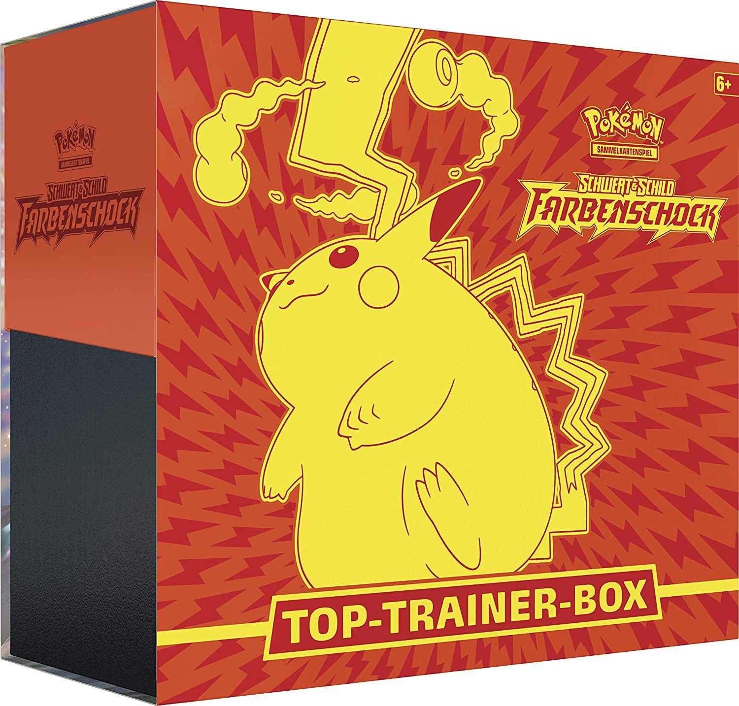 POKÉMON Sammelkarte »Pokémon Schwert & Schild - Farbenschock - Top Trainer  Box«, 8 Booster, 65 Kartenhüllen, 45 Energiekarten, Sammelbox,  Spielunterlage, Schadensmarken u.v.m.