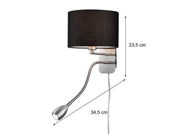 meineWunschleuchte LED Wandleuchte, Lesearm, LED wechselbar, LED fest integriert, Warmweiß, innen, Leselampe mit Schalter & Stecker Nachttischlampe Wand H: 23,5cm