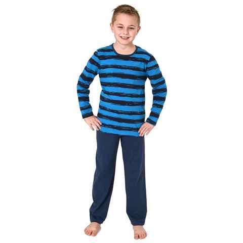 Normann Pyjama Jungen Pyjama lang mit coolem Streifen-Muster - 212 10 700
