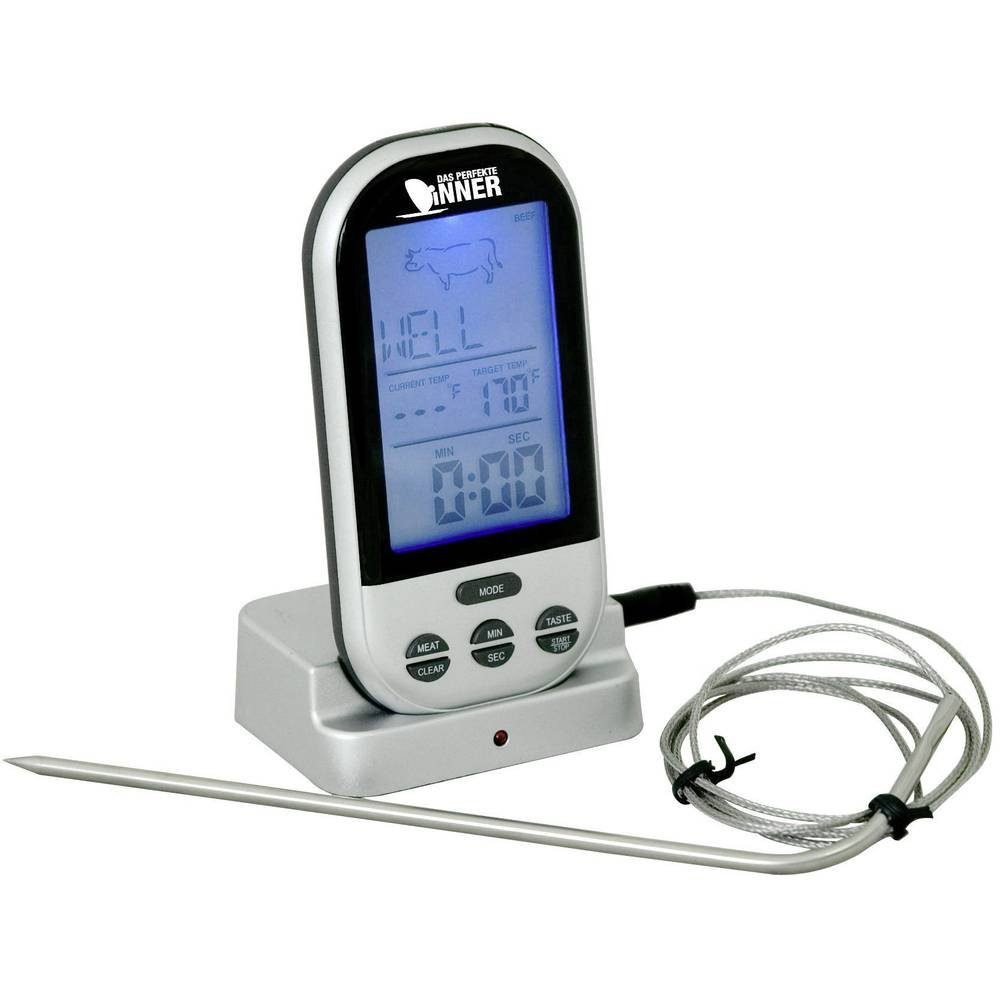 Techno Line Grillthermometer Funk-Bratenthermometer, Alarm, Überwachung der Kerntemperatur
