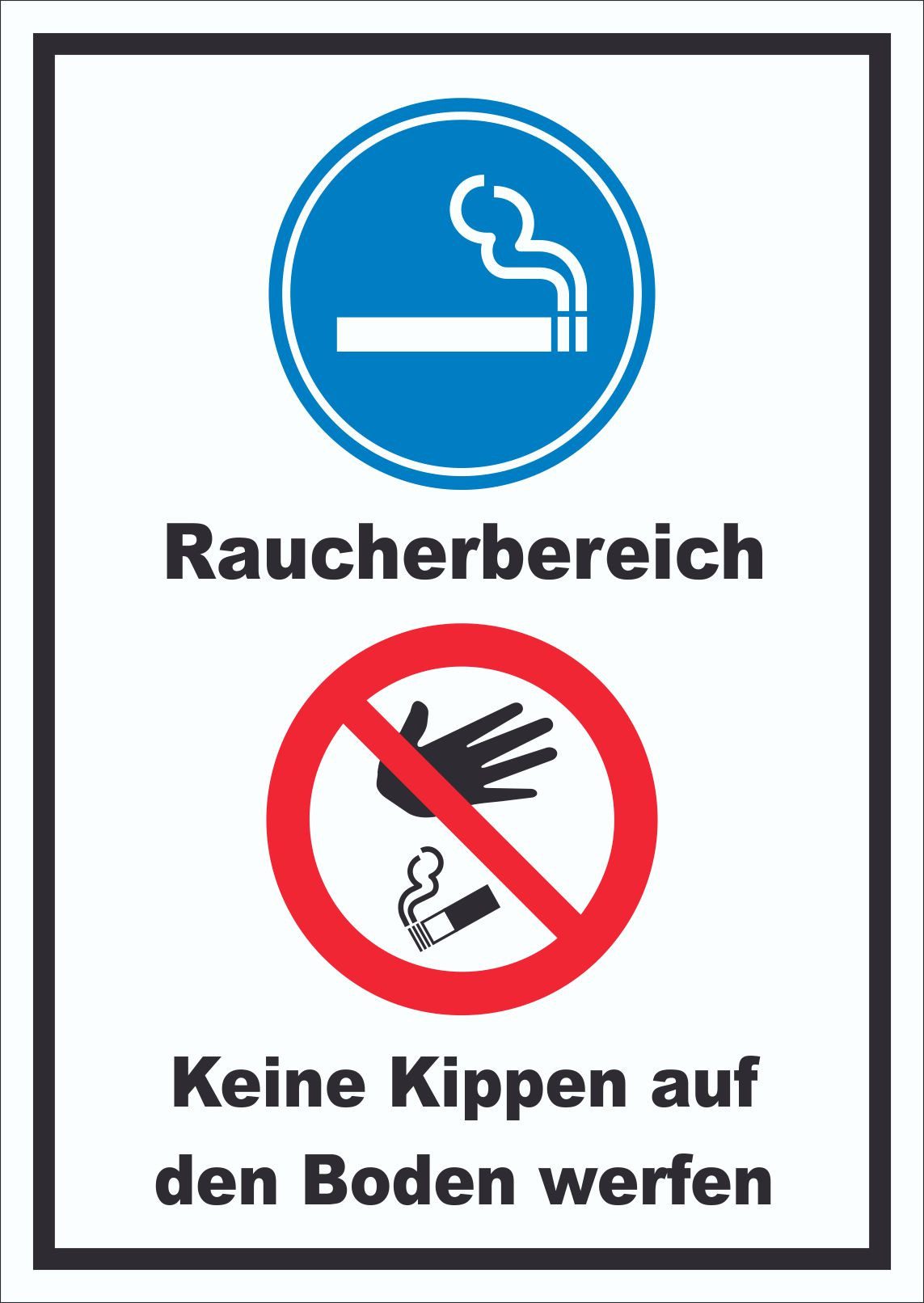 HB-Druck Hinweisschild Schild Raucherbereich Boden verboten hochkant, wetterfest, stabil, UV-beständig, kratzfest