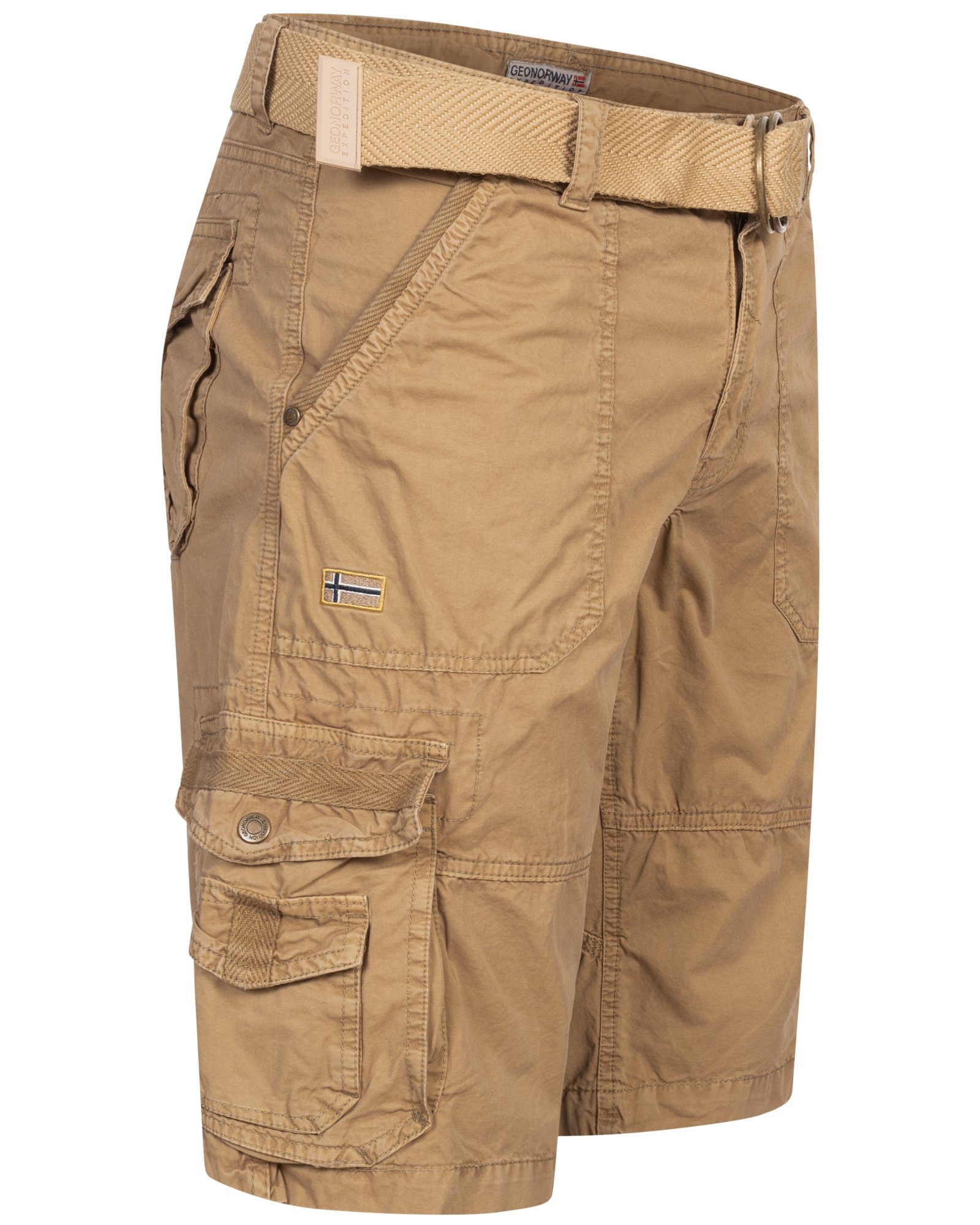 Geographical Norway Shorts Cargo Shorts kurze Hose knielang Short Bermuda Sommer Urlaub Freizeit Beige