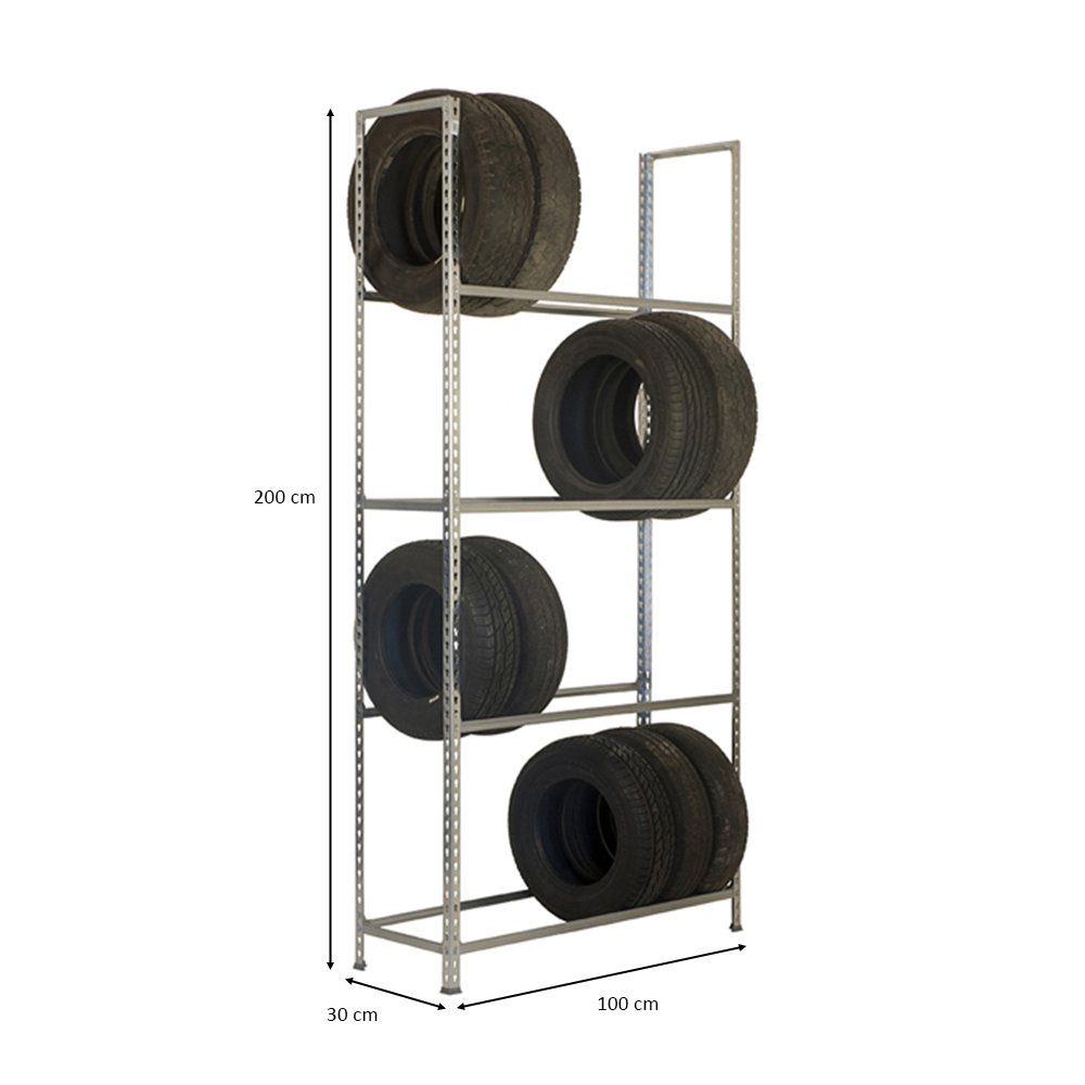 PROREGAL® Standregal Reifenregal MetalShark No.1 HxBxT 200x100x30cm, 4 Eben günstig online kaufen