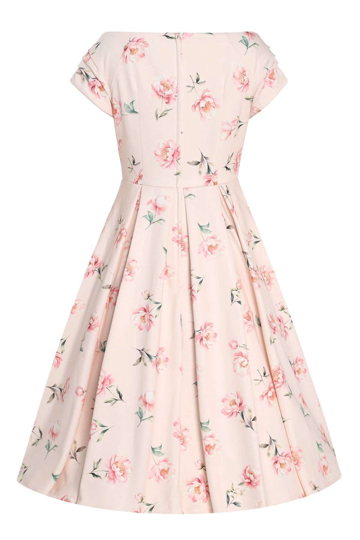 Dolly and Dotty A-Linien-Kleid Lily Cream & Pink Peony Off-Shoulder Vintage Retro